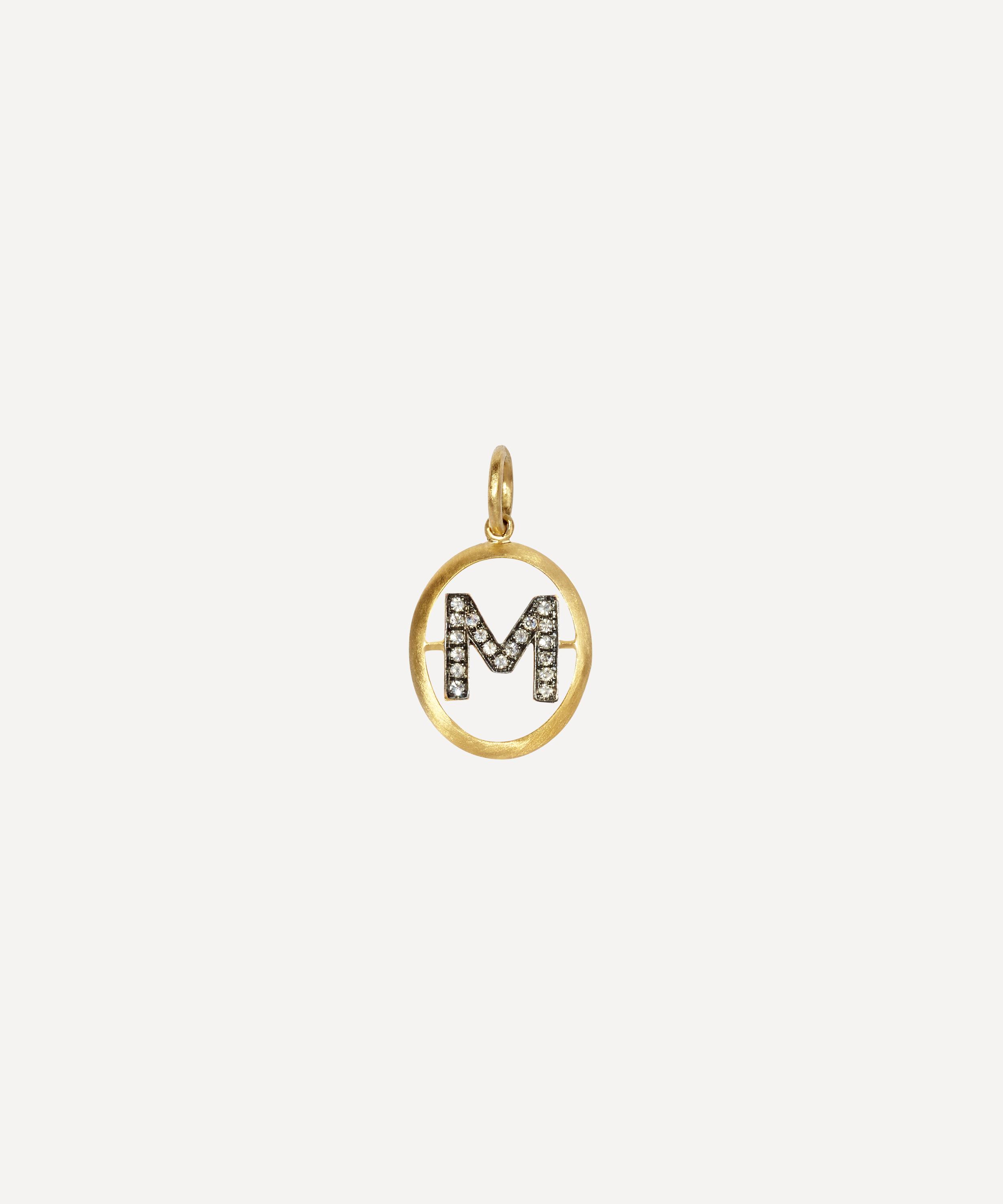 Annoushka - 18ct Gold M Diamond Initial Pendant image number 0