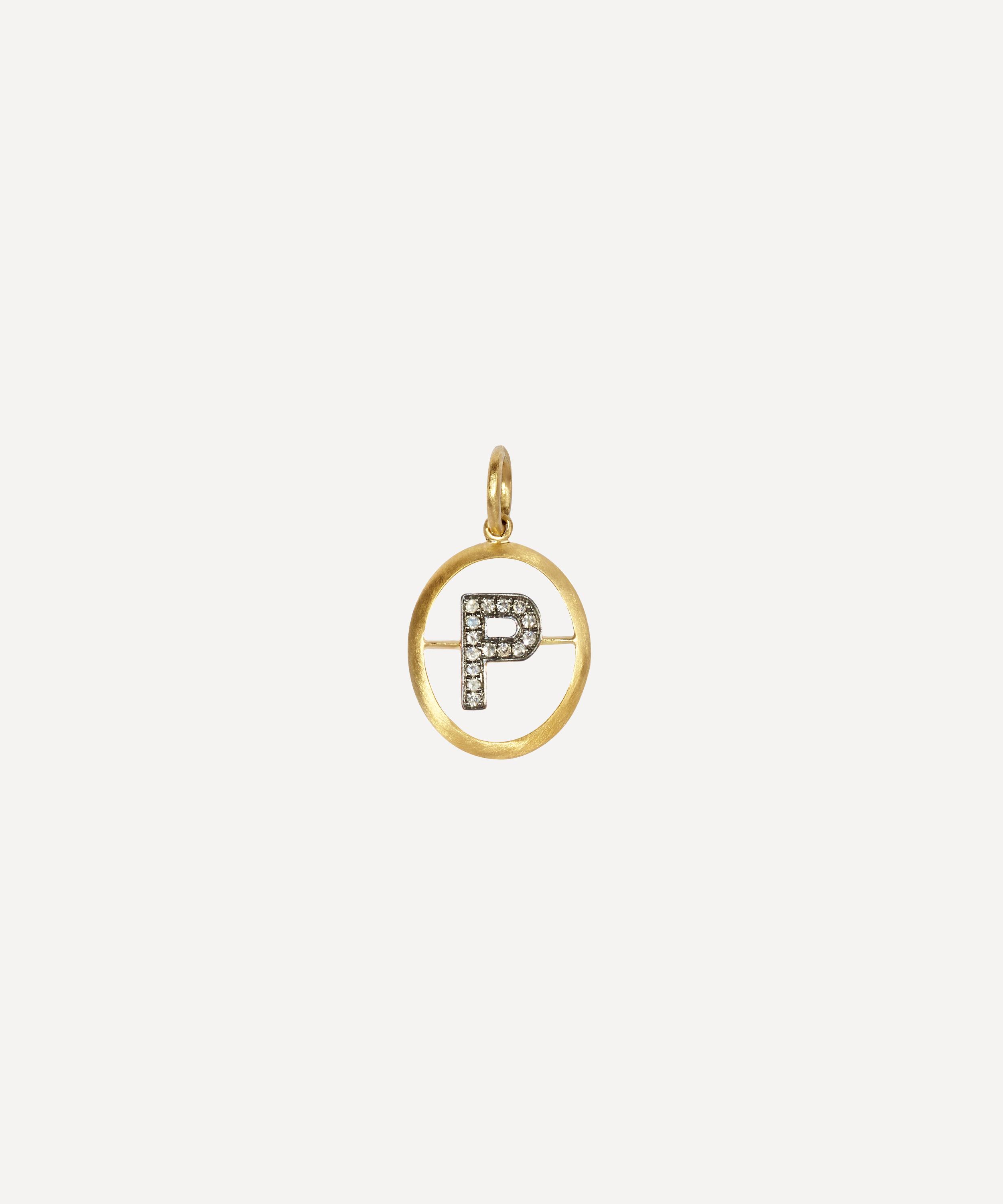 Annoushka - 18ct Gold P Diamond Initial Pendant image number 0
