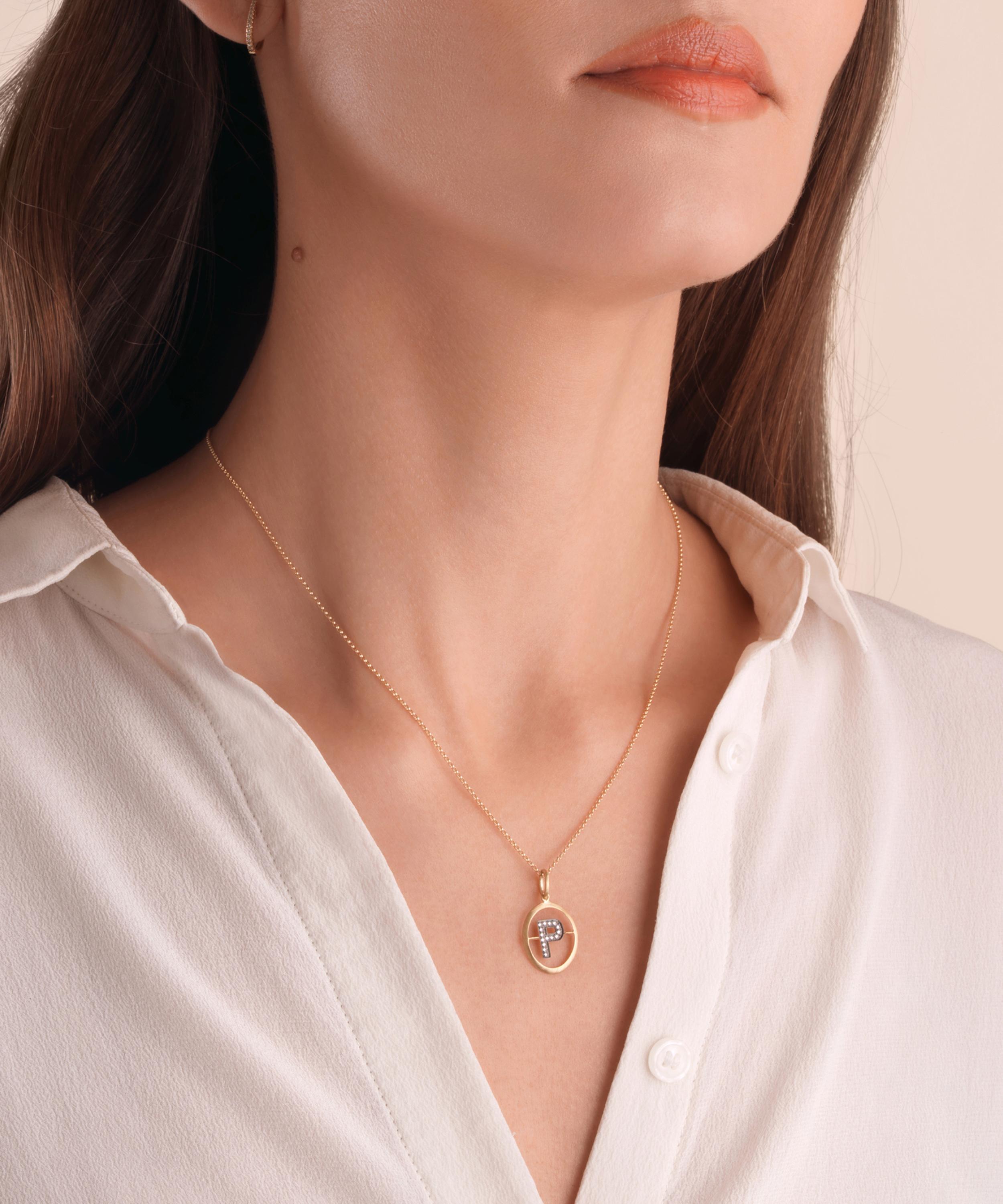 Annoushka - 18ct Gold P Diamond Initial Pendant image number 1
