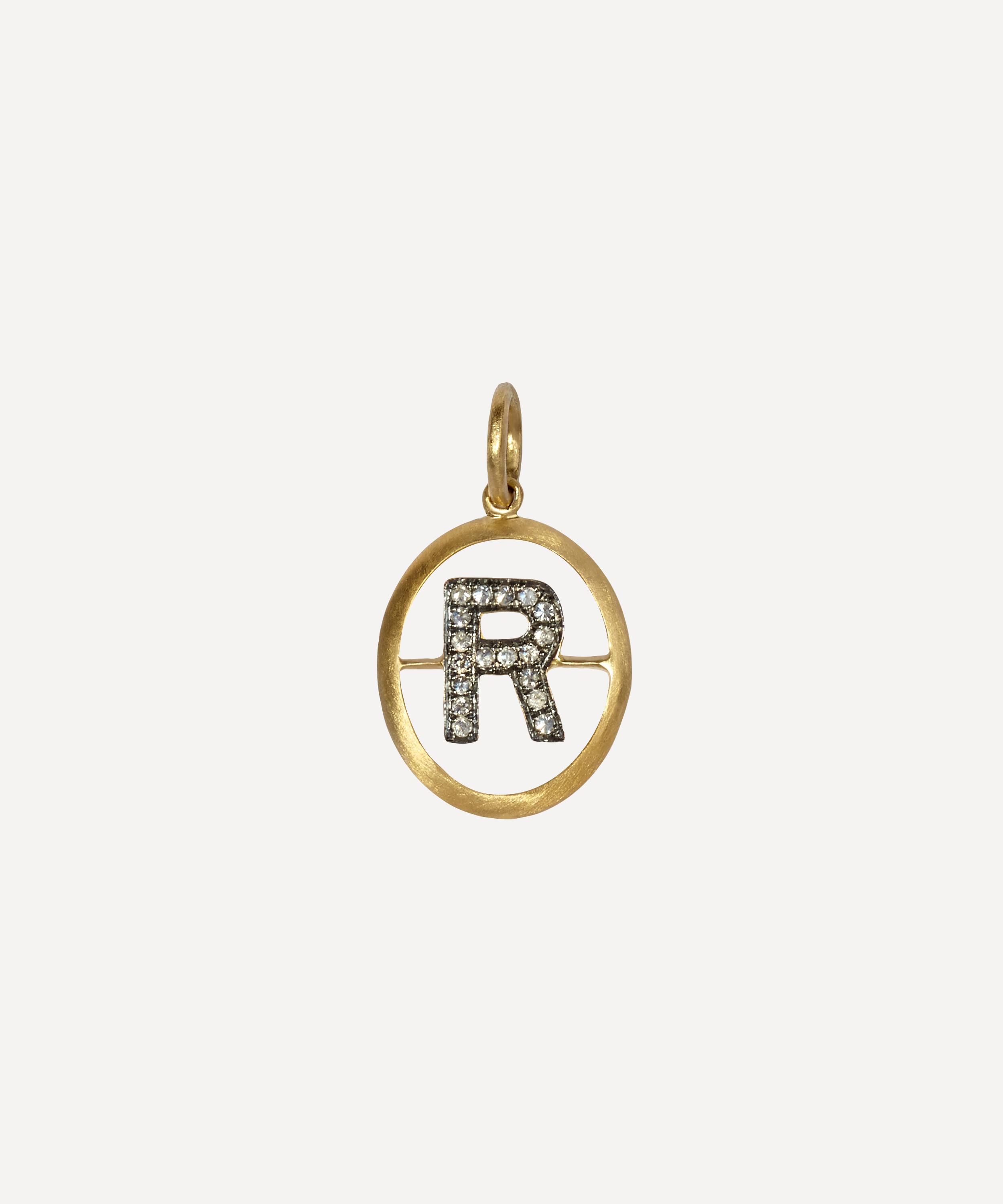 Annoushka - 18ct Gold R Diamond Initial Pendant image number 0