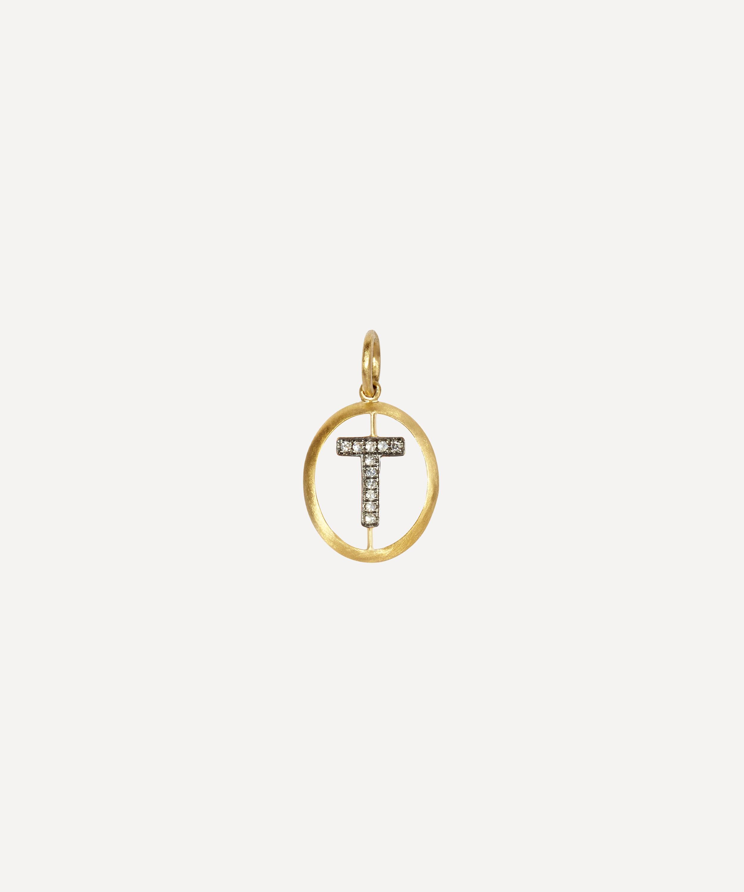 Annoushka - 18ct Gold T Diamond Initial Pendant image number 0