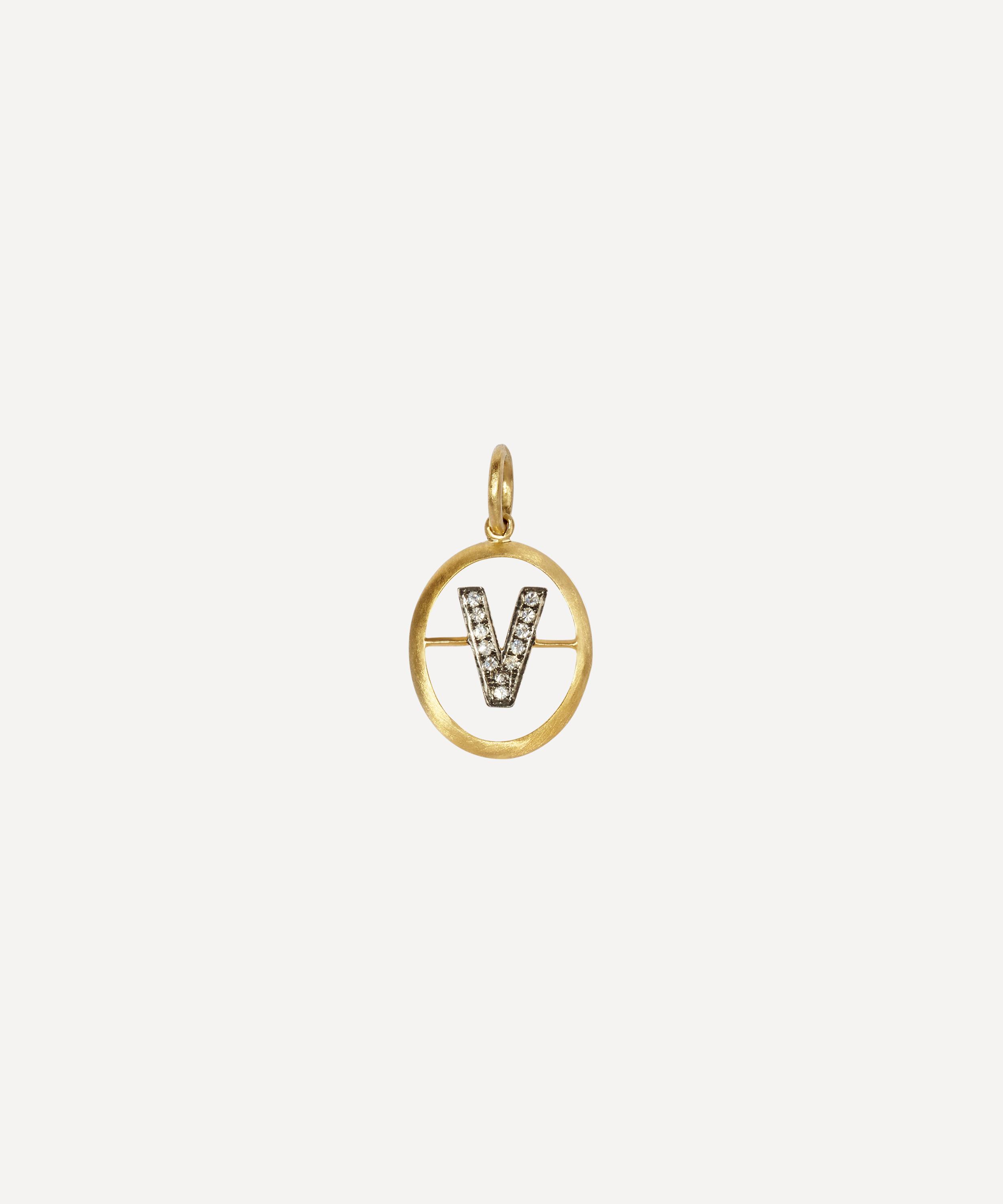 Annoushka - 18ct Gold V Diamond Initial Pendant