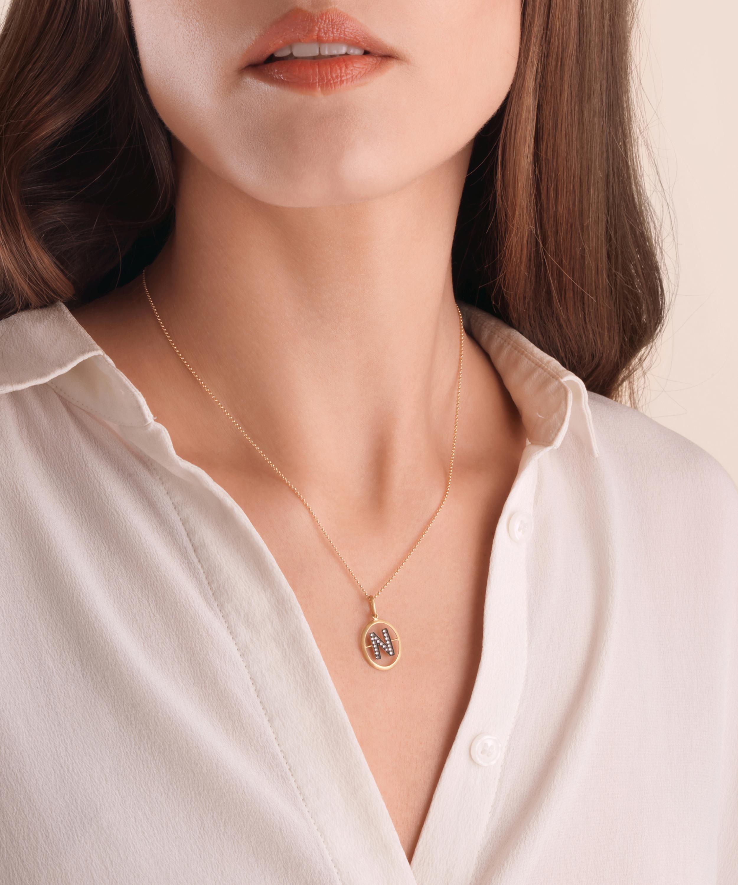 Annoushka - 18ct Gold N Diamond Initial Pendant image number 1