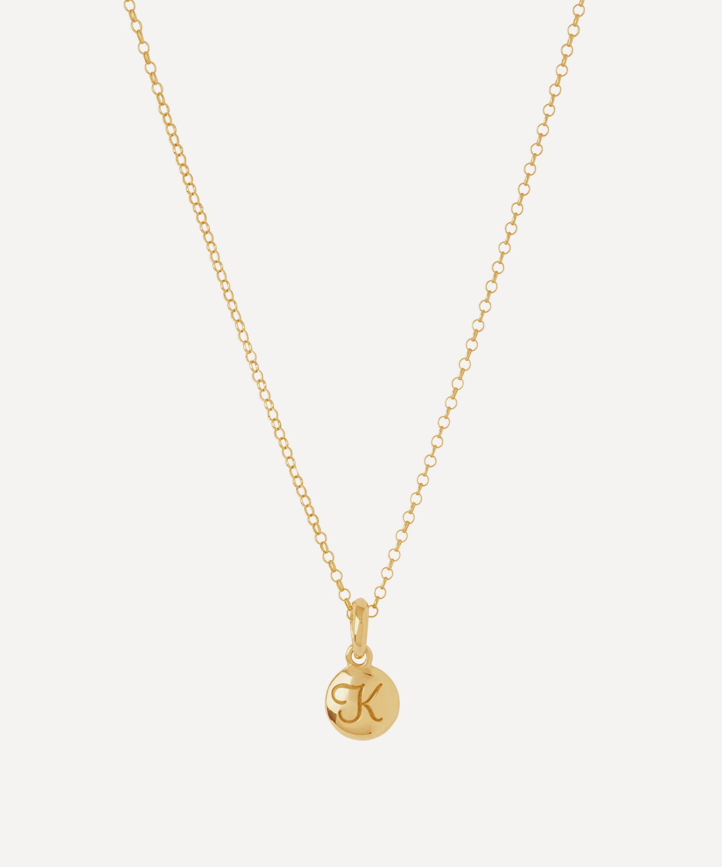 Dinny Hall - Gold Plated Vermeil Silver Personalised Letter K Initial Charm Pendant Necklace image number 