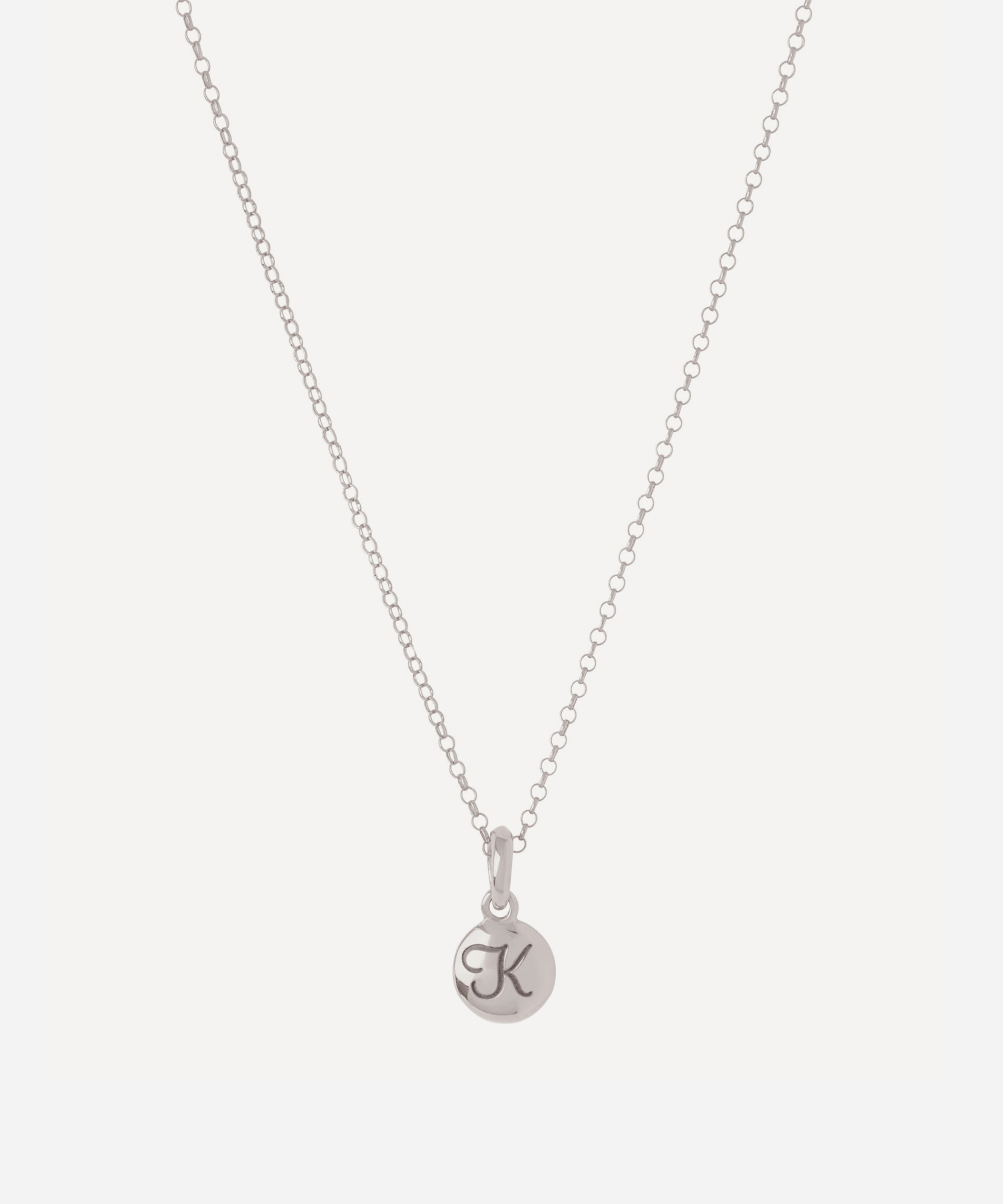 Dinny Hall - Silver Personalised Letter K Initial Charm Pendant Necklace image number null