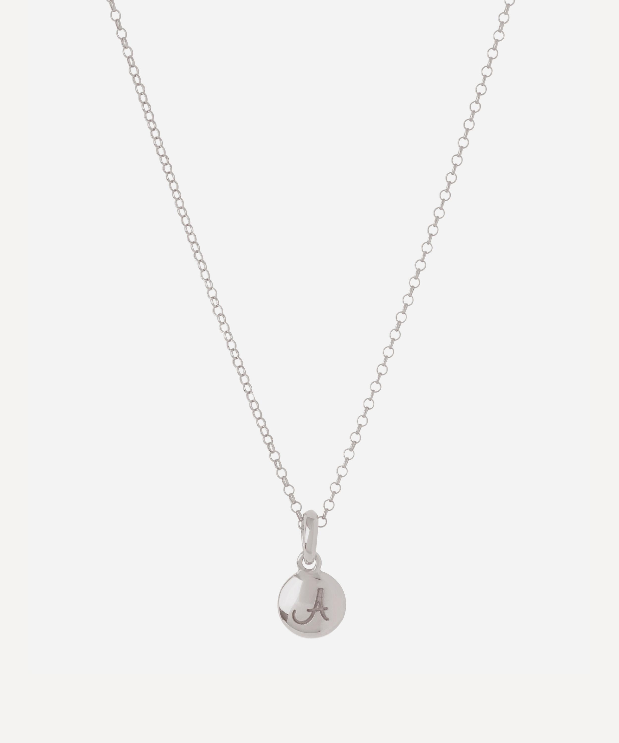 Dinny Hall - Silver Personalised Letter A Initial Charm Pendant Necklace image number 