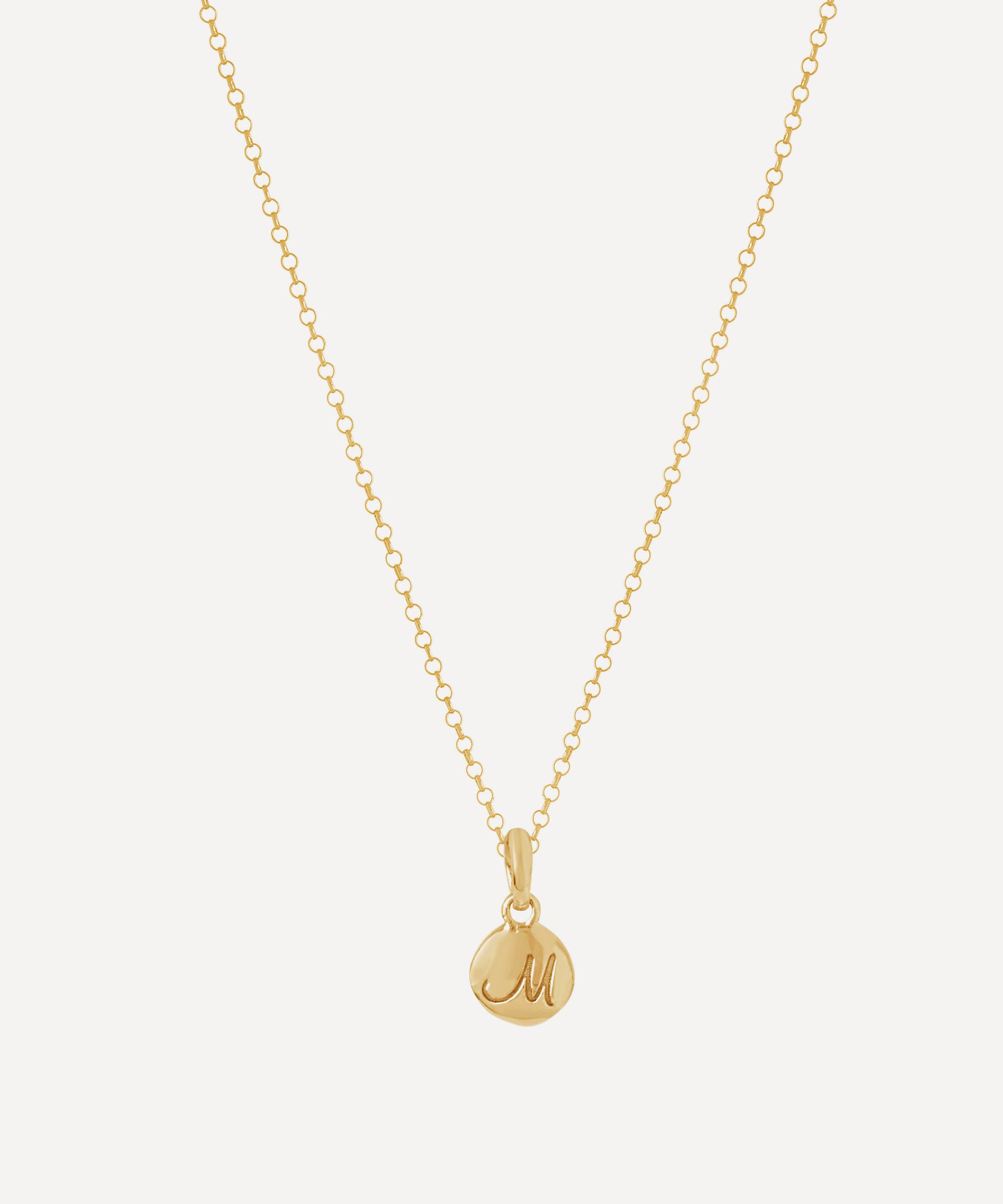 Dinny Hall - Gold Plated Vermeil Silver Personalised Letter M Initial Charm Pendant Necklace image number 