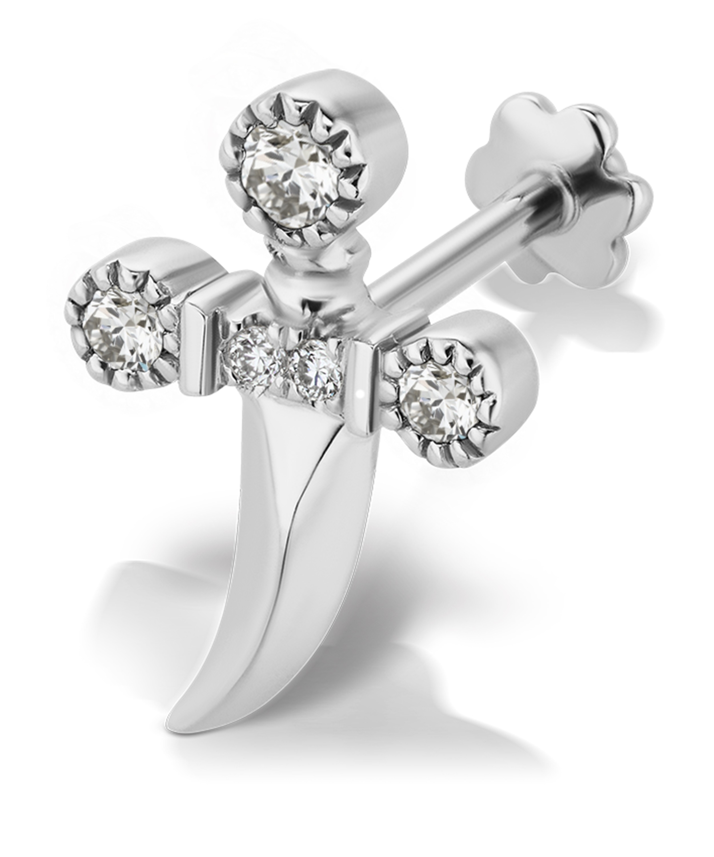 Maria Tash - Medium Diamond Dagger Threaded Stud Earring Left image number null