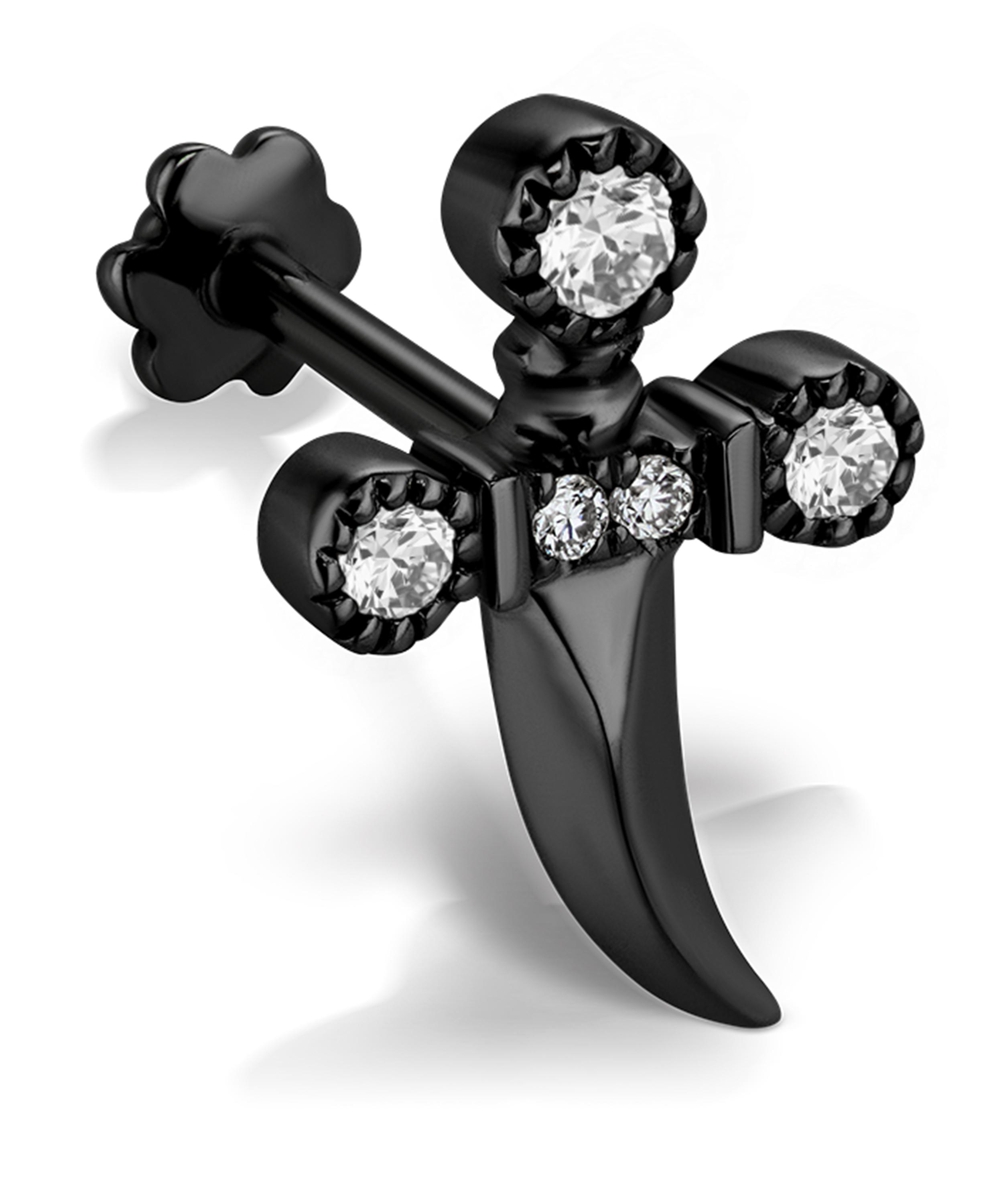 Maria Tash - Medium Diamond Dagger Threaded Stud Earring Right image number 