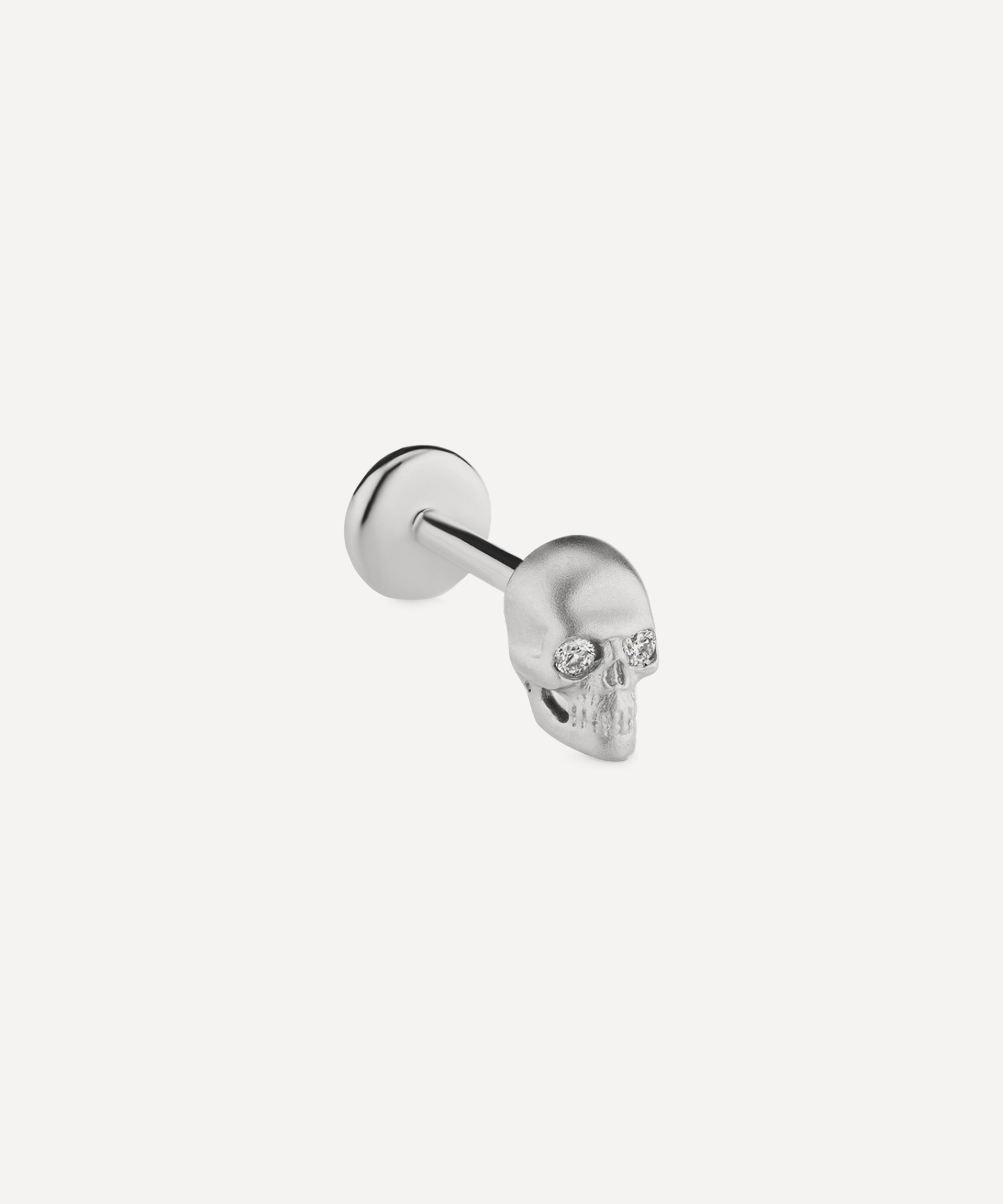 Maria Tash - Medium Matte Diamond Skull Threaded Stud Earring image number 0