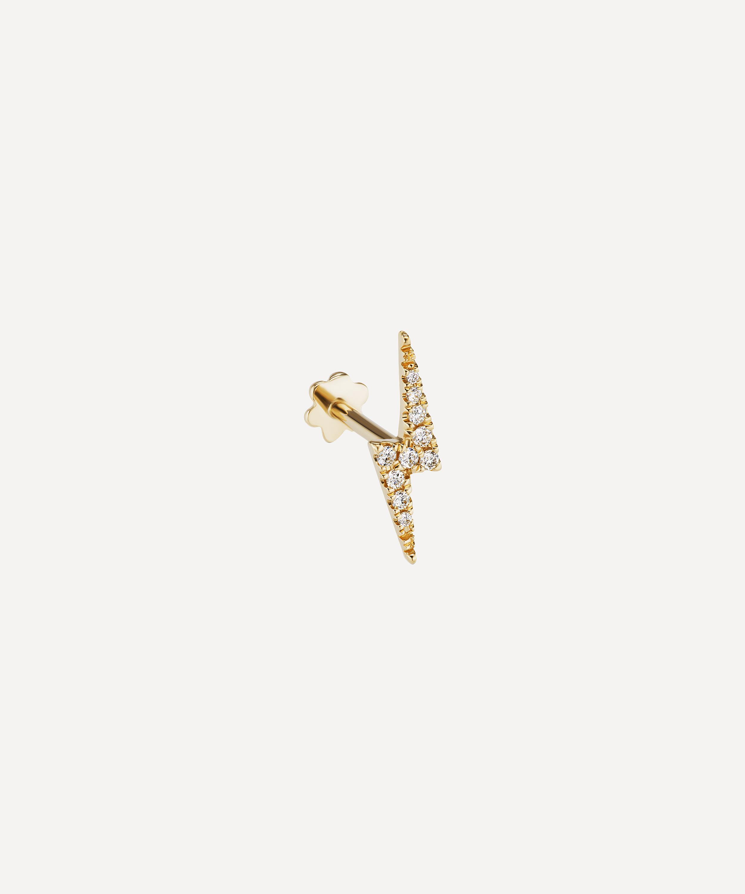 Maria Tash - 18ct 11mm Diamond Lightning Bolt Threaded Stud Earring image number 0