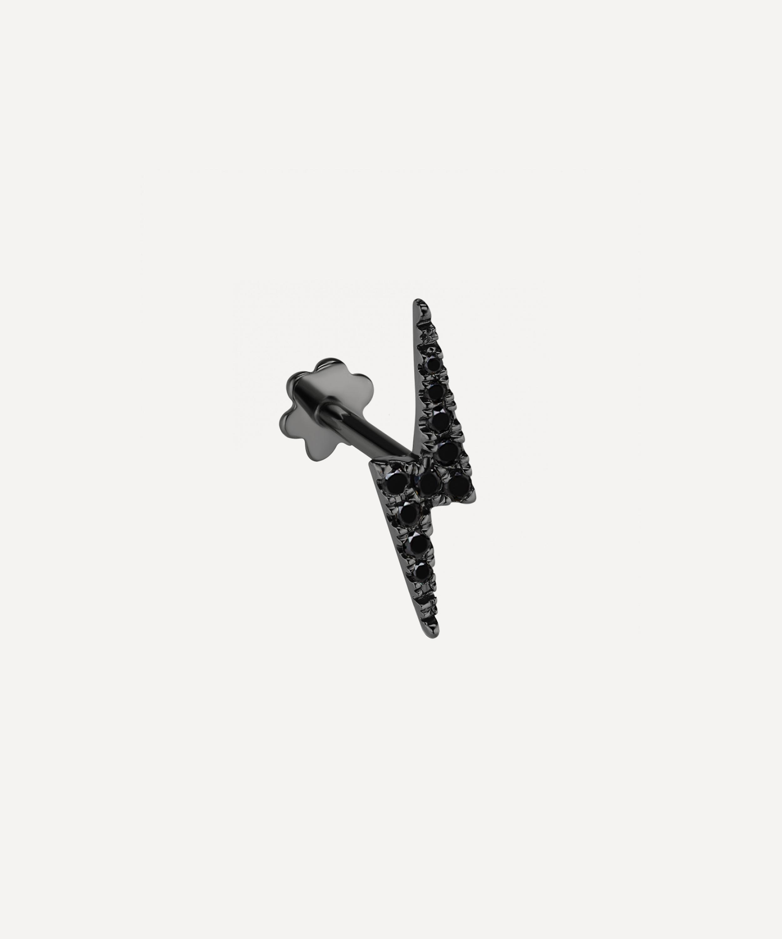 Maria Tash Black Diamond Lightning Bolt Threaded Stud Earring In Gold And Black