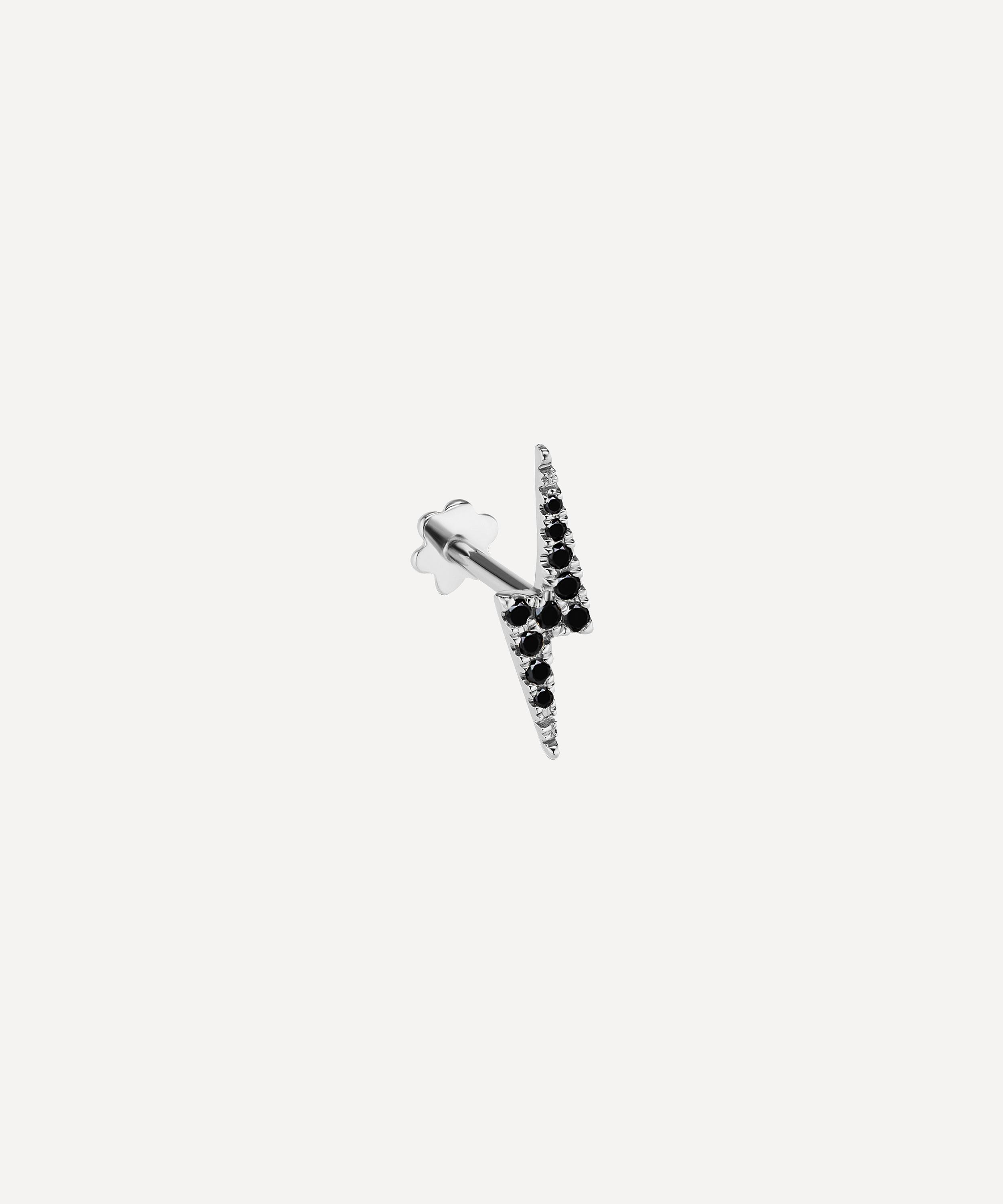 Maria Tash - 18ct 11mm Black Diamond Lightning Bolt Threaded Stud Earring image number 0