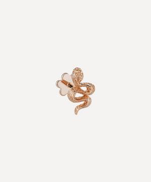 18ct Large Engraved Diamond Snake Single Threaded Stud Earring Left