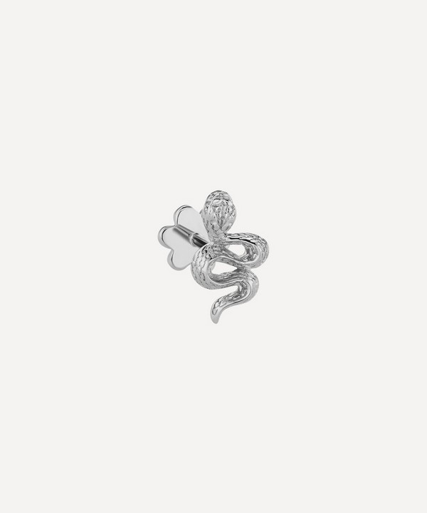Maria Tash - 18ct 10mm Engraved Snake with Diamond Eyes Threaded Stud Earring Left image number null