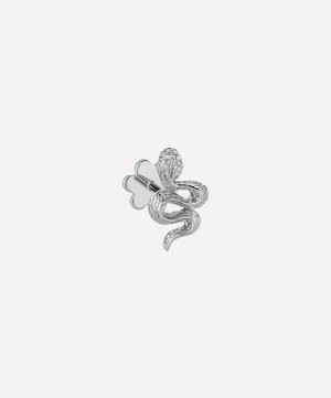 Maria Tash - 18ct 10mm Engraved Snake with Diamond Eyes Threaded Stud Earring Left image number 0