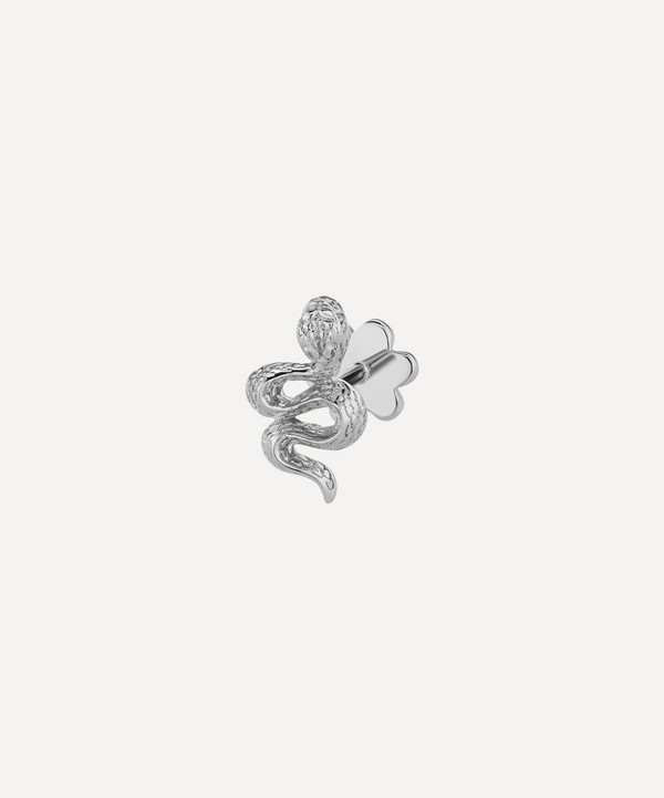 Maria Tash - 18ct 10mm Engraved Snake with Diamond Eyes Threaded Stud Earring Right image number null
