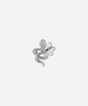 Maria Tash - 18ct 10mm Engraved Snake with Diamond Eyes Threaded Stud Earring Right image number 0