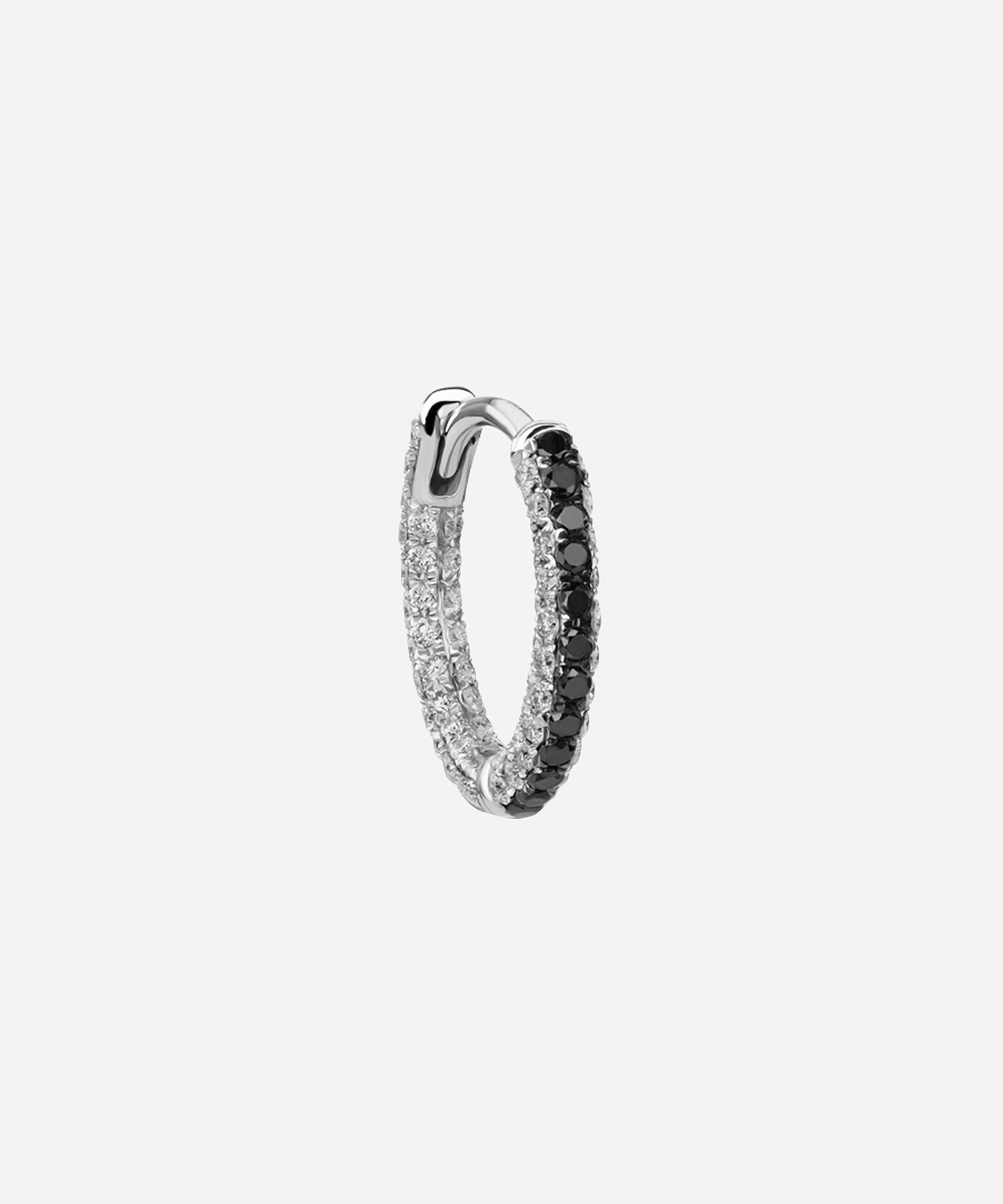 Maria Tash - 18ct 8mm Black and White Diamond Five Row Pave Bottom Hinge Hoop Earring image number 0