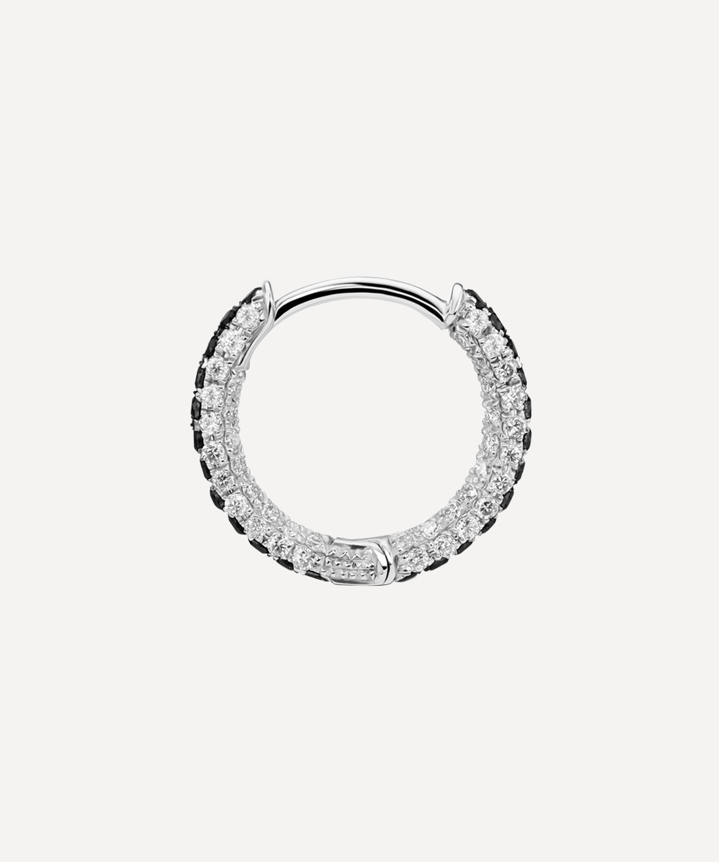 Maria Tash - 18ct 8mm Black and White Diamond Five Row Pave Bottom Hinge Hoop Earring image number 1