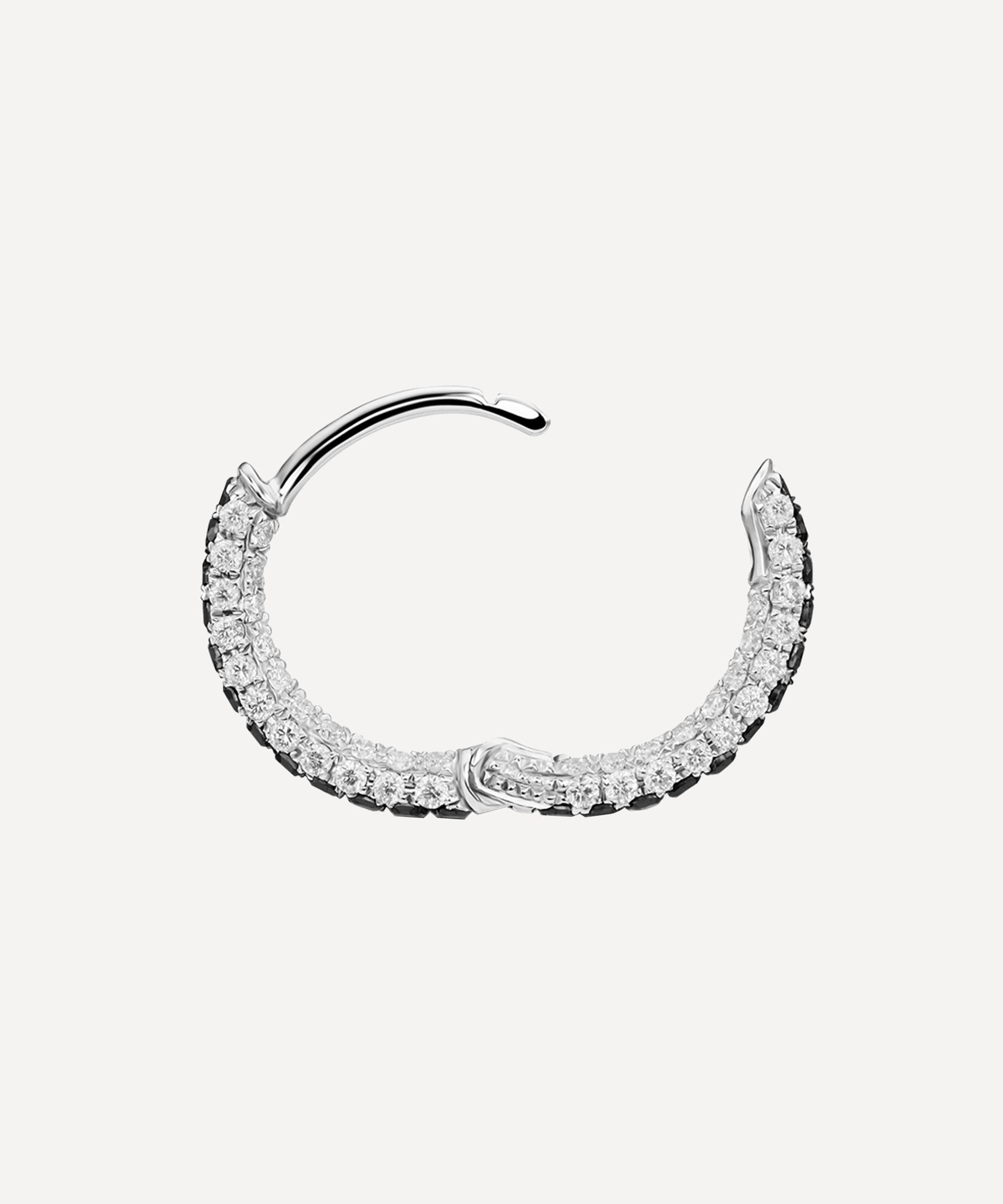 Maria Tash - 18ct 8mm Black and White Diamond Five Row Pave Bottom Hinge Hoop Earring image number 3