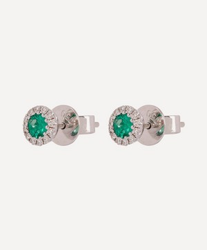Kojis - 18ct White Gold Emerald and Diamond Cluster Stud Earrings image number 2