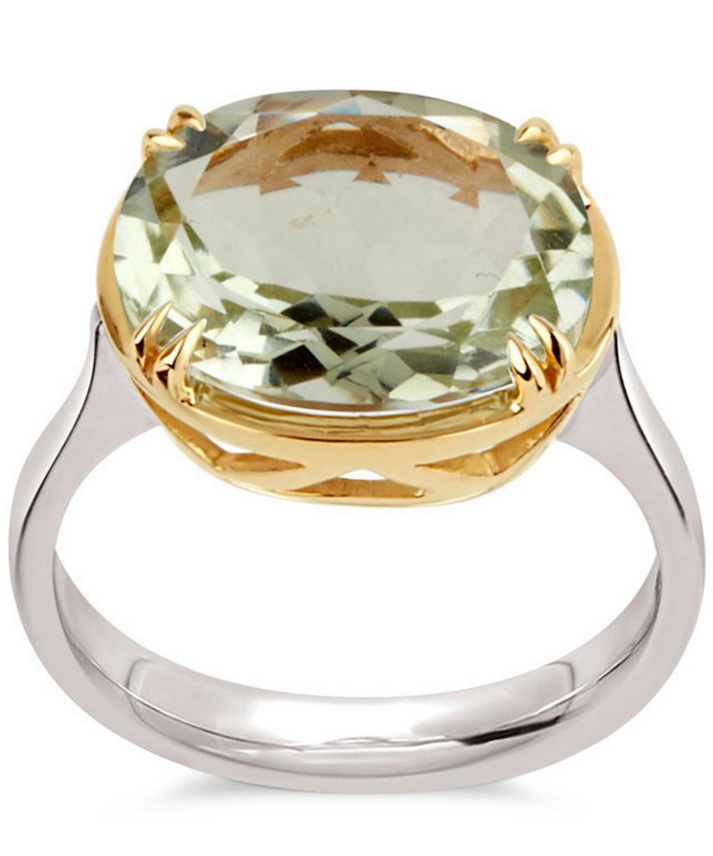 Dinny Hall Silver And Gold Cassiopeia Green Amethyst Ring
