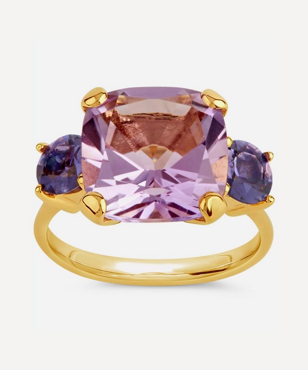 Dinny Hall - Gold Plated Vermeil Silver Teresa Amethyst and Iolite Ring image number null