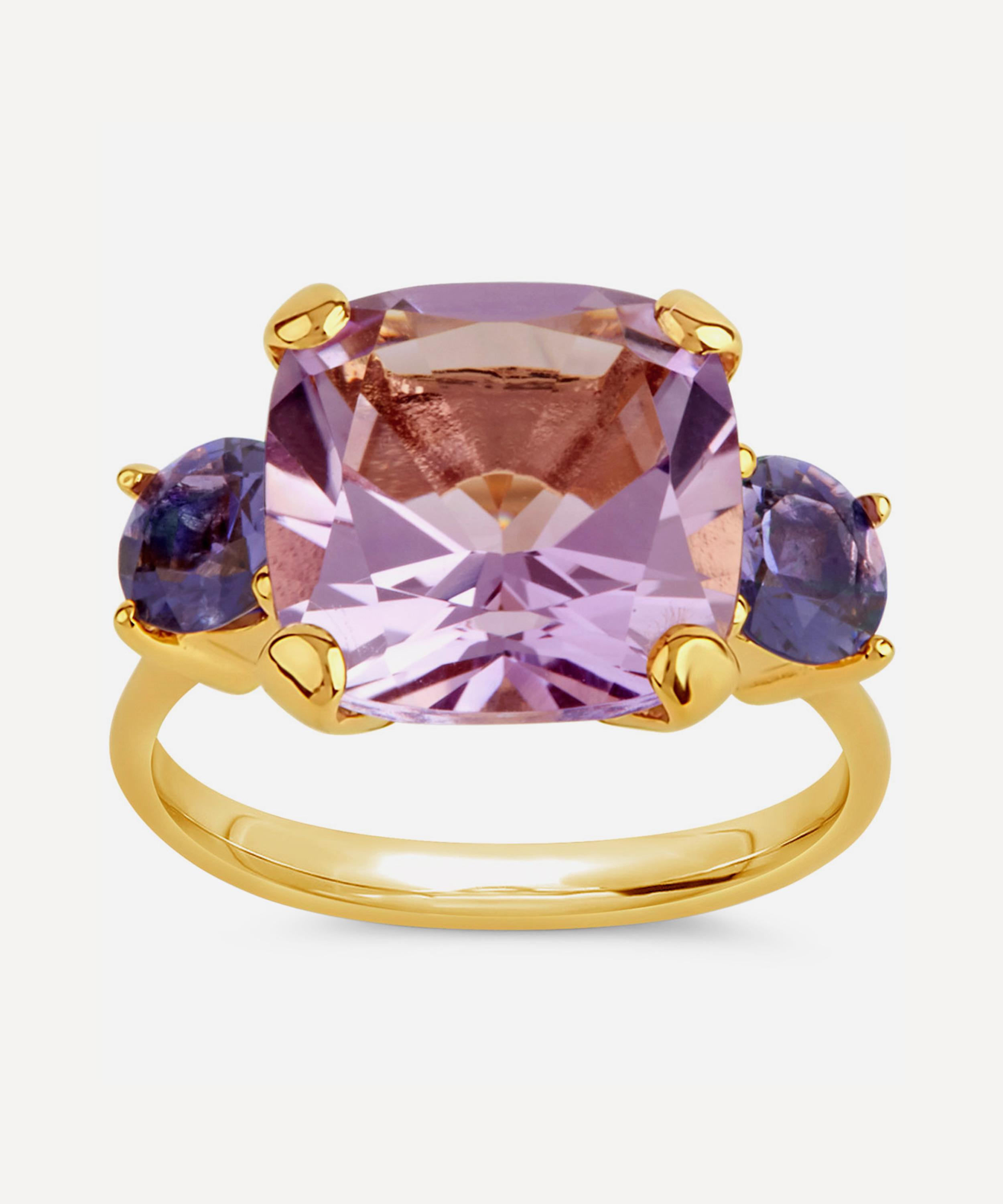 Dinny Hall - Gold Plated Vermeil Silver Teresa Amethyst and Iolite Ring image number 0