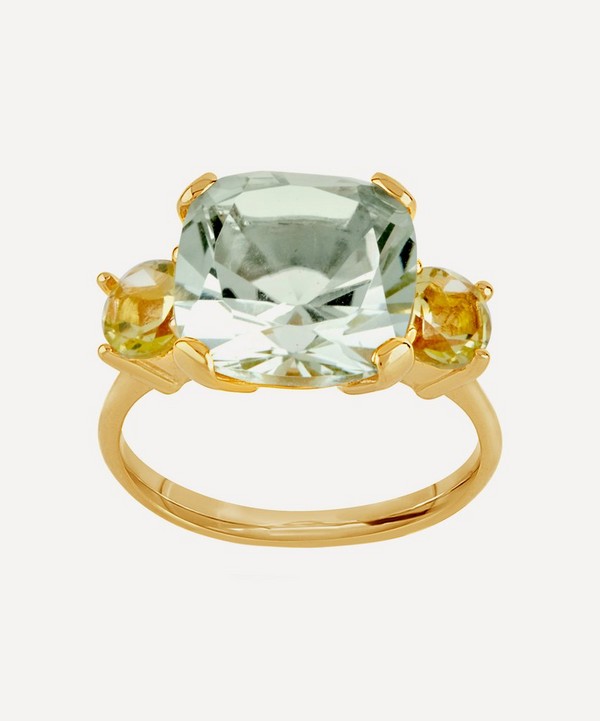 Dinny Hall - Gold Plated Vermeil Silver Teresa Green Amethyst and Oro Verde Ring image number null