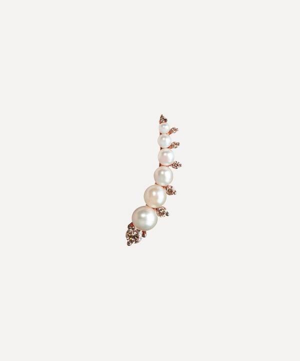 Annoushka - 18ct Rose Gold Diamond and Pearl Single Pin Earring Right image number null