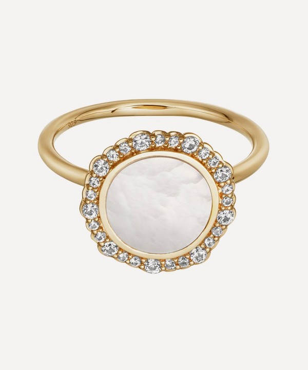 Astley Clarke - Gold Plated Vermeil Silver Luna Mother of Pearl Sapphire Ring image number null