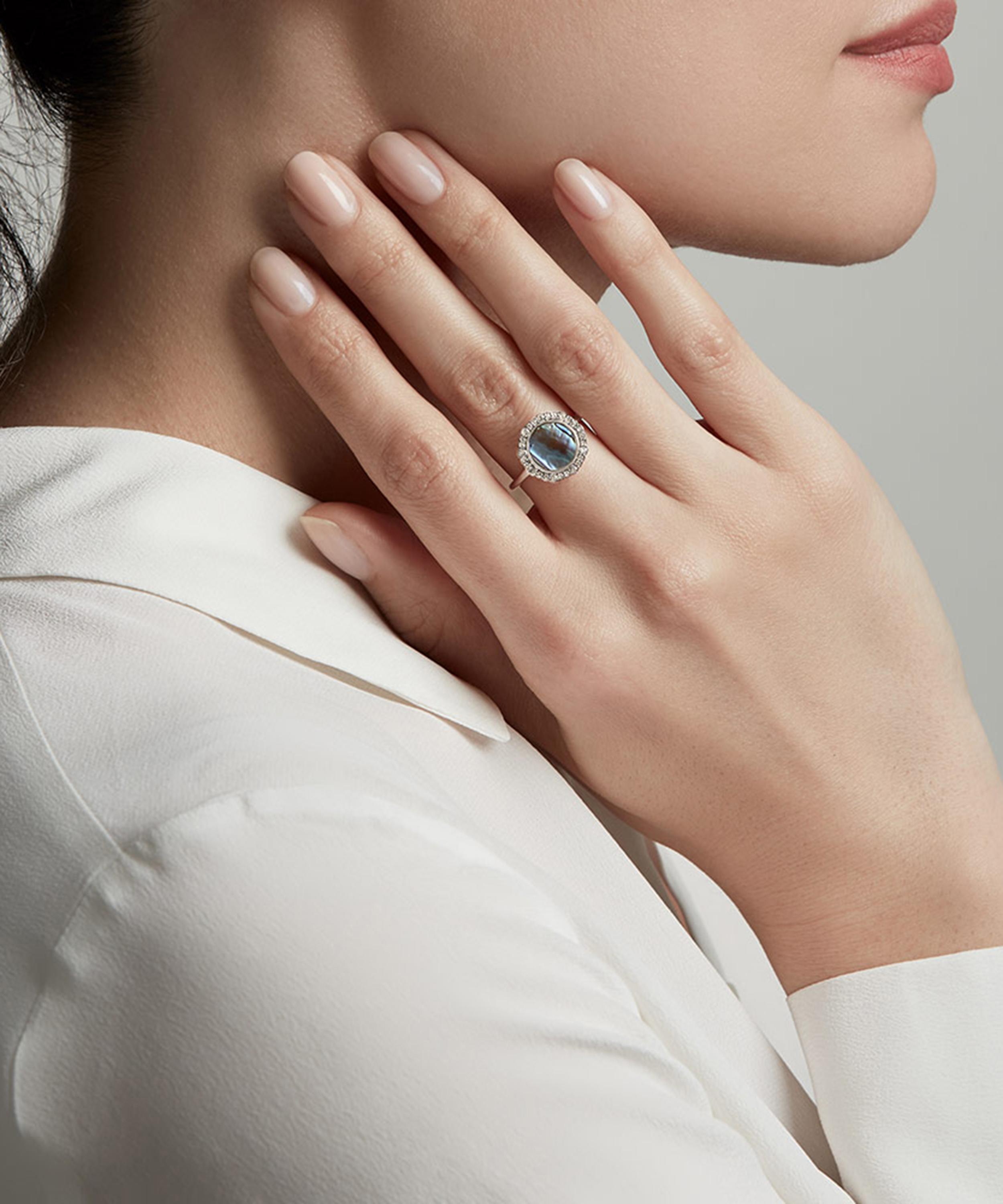 Astley Clarke - Silver Luna Abalone Sapphire Ring image number 1