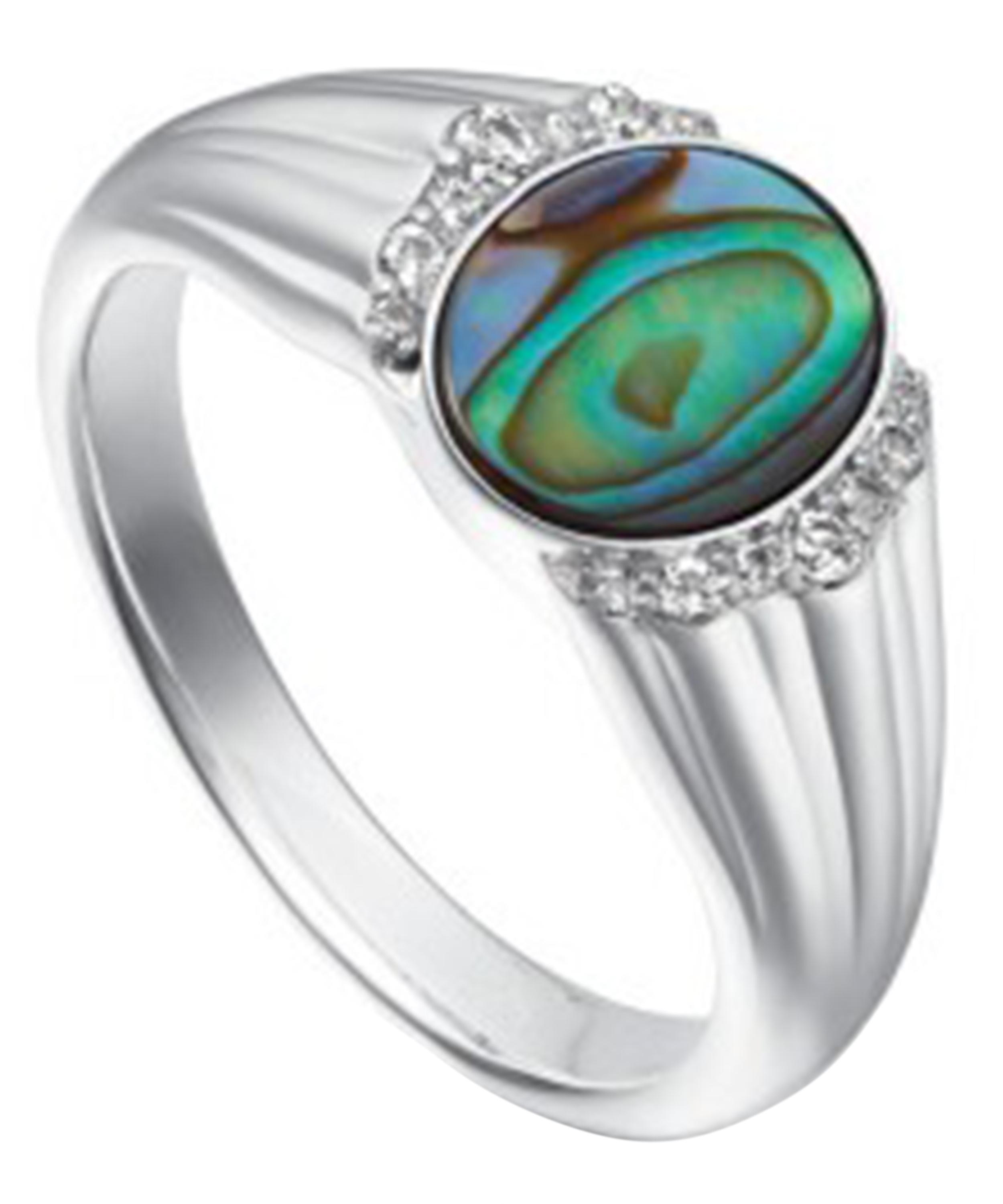 Astley Clarke - Silver Luna Abalone Sapphire Signet Ring image number 0