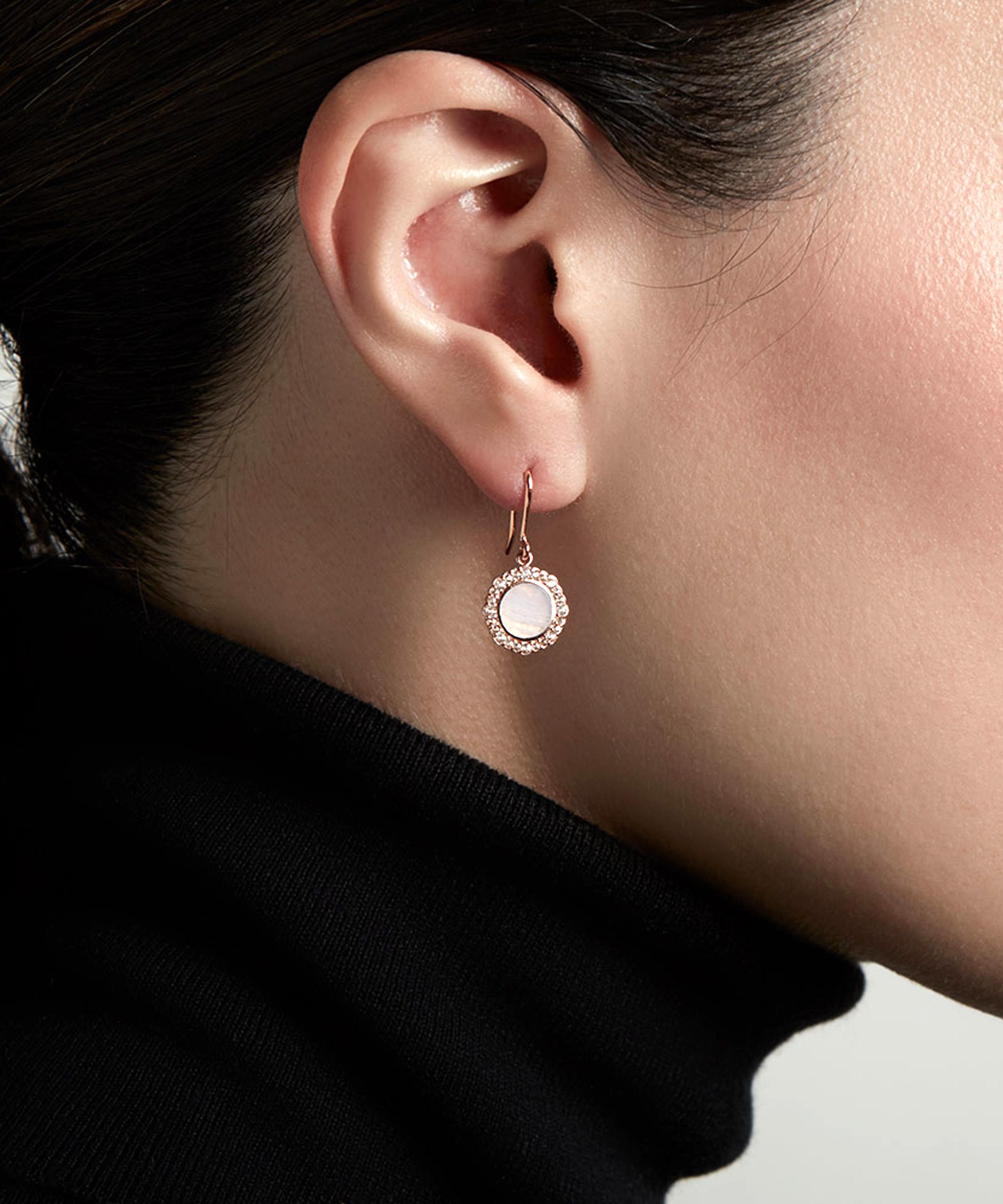 Astley Clarke - Rose Gold Plated Vermeil Silver Luna Lace Agate Sapphire Drop Earrings image number 1