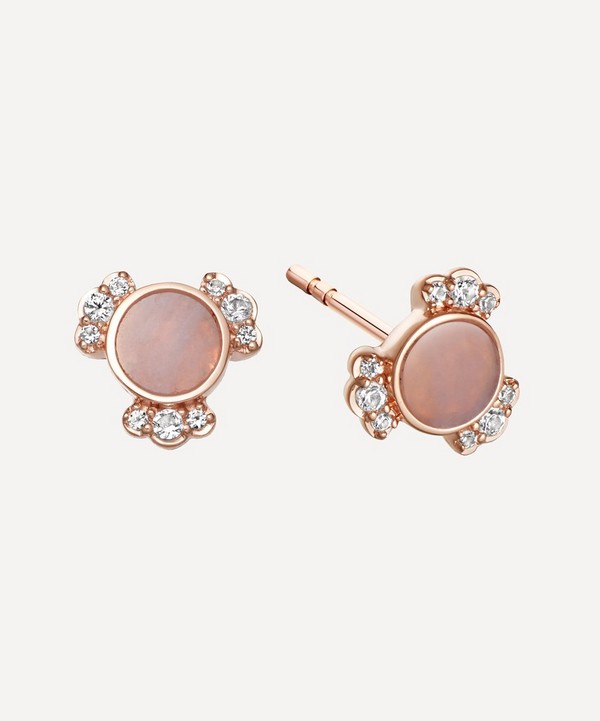 Astley Clarke - Rose Gold Plated Vermeil Silver Luna Lace Agate Sapphire Stud Earrings image number null