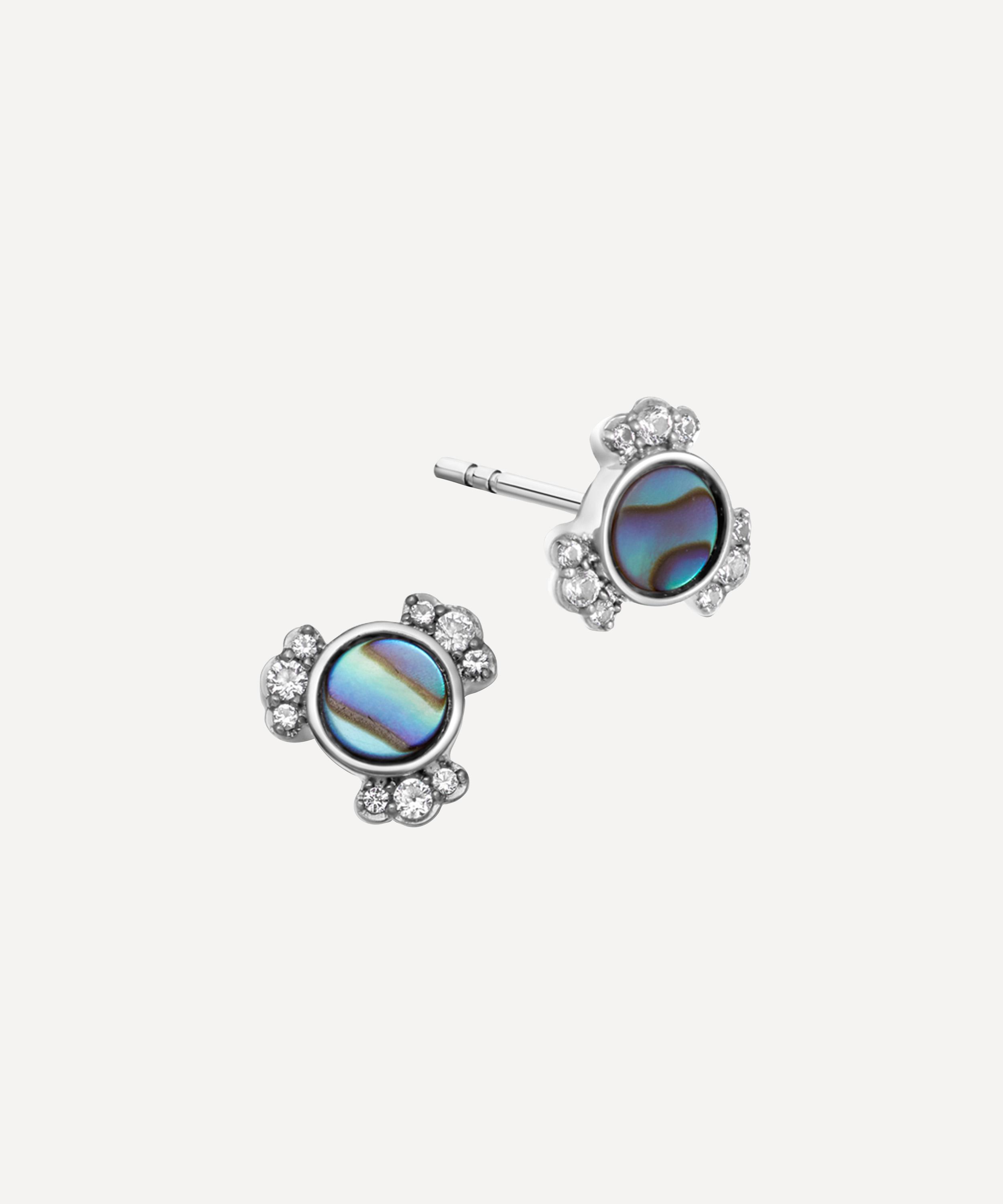 Astley Clarke Silver Luna Abalone Sapphire Stud Earrings