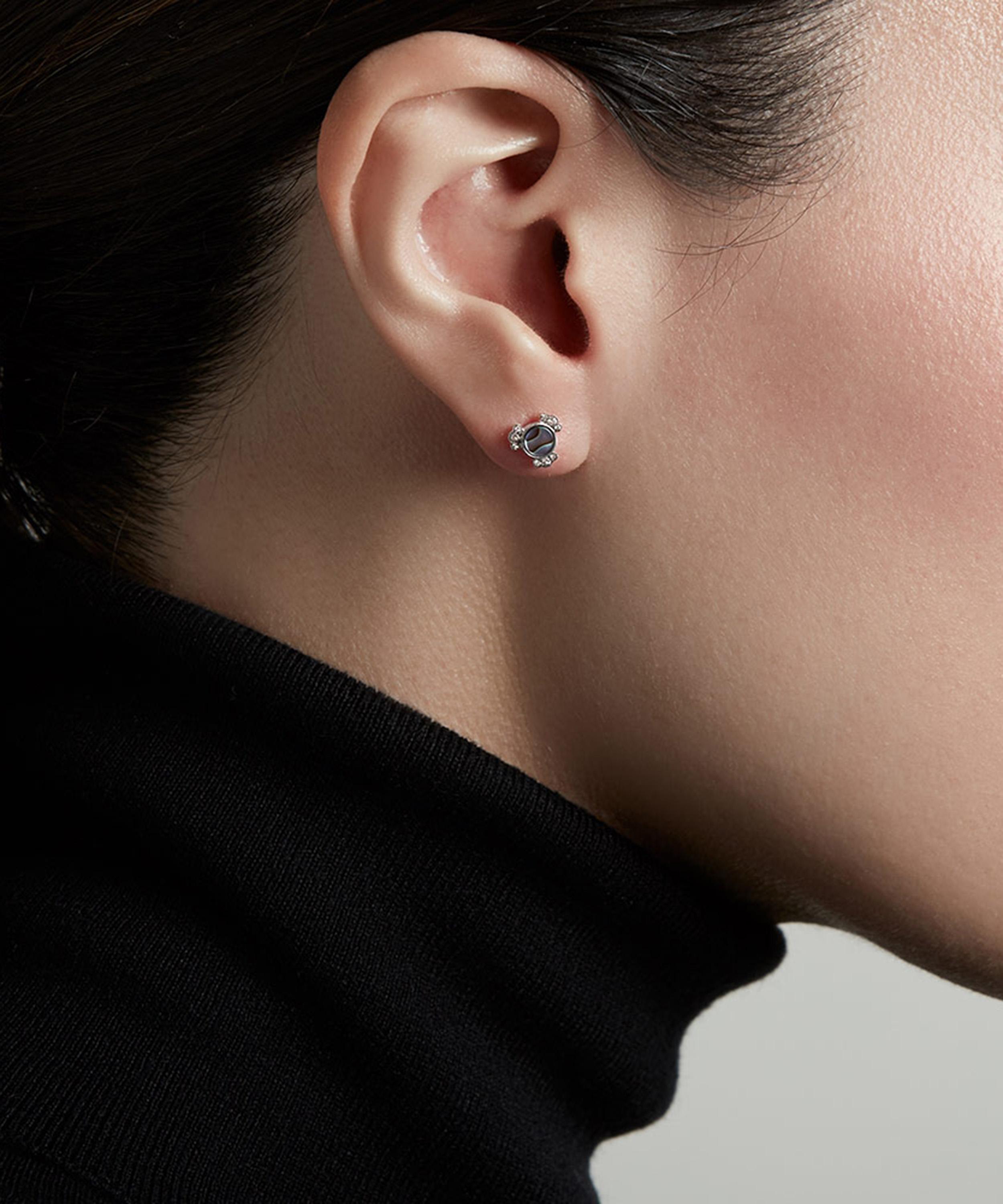 Shop Astley Clarke Silver Luna Abalone Sapphire Stud Earrings