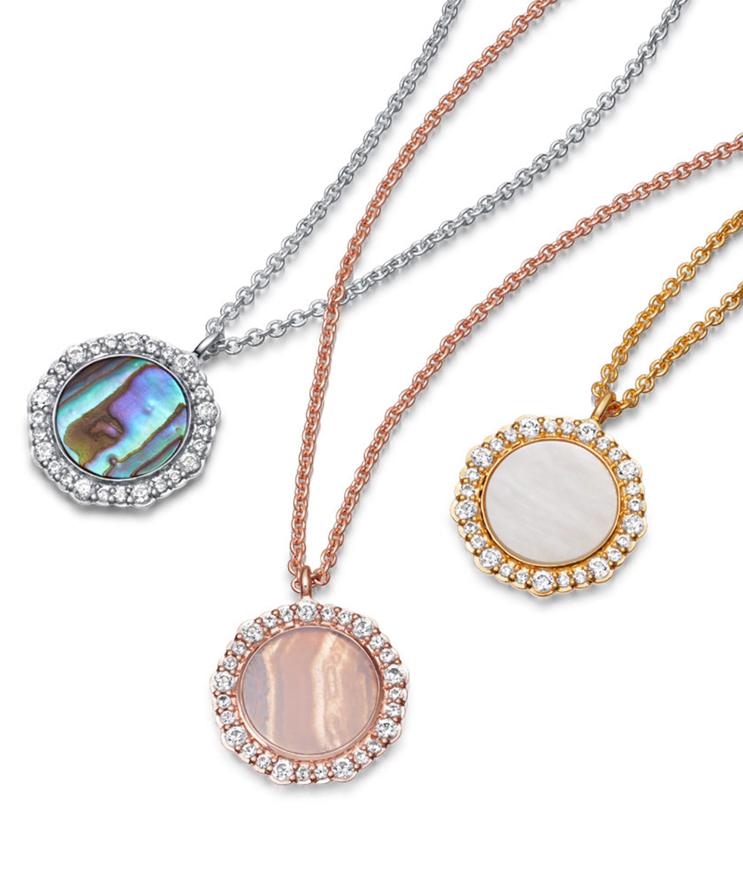 Astley Clarke - Rose Gold Plated Vermeil Silver Luna Lace Agate Sapphire Pendant Necklace image number 2