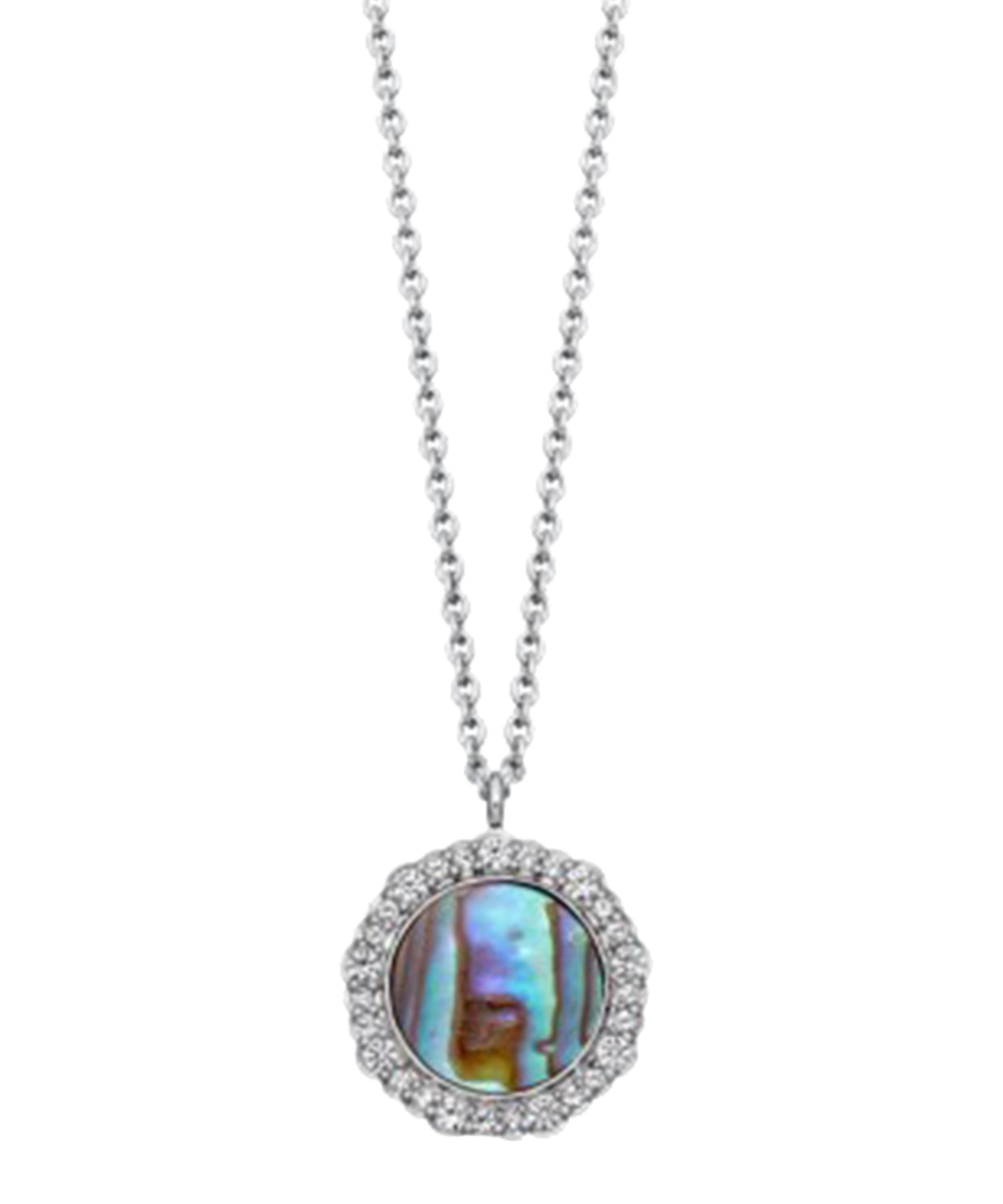 Astley Clarke - Silver Luna Abalone Sapphire Pendant Necklace image number 0