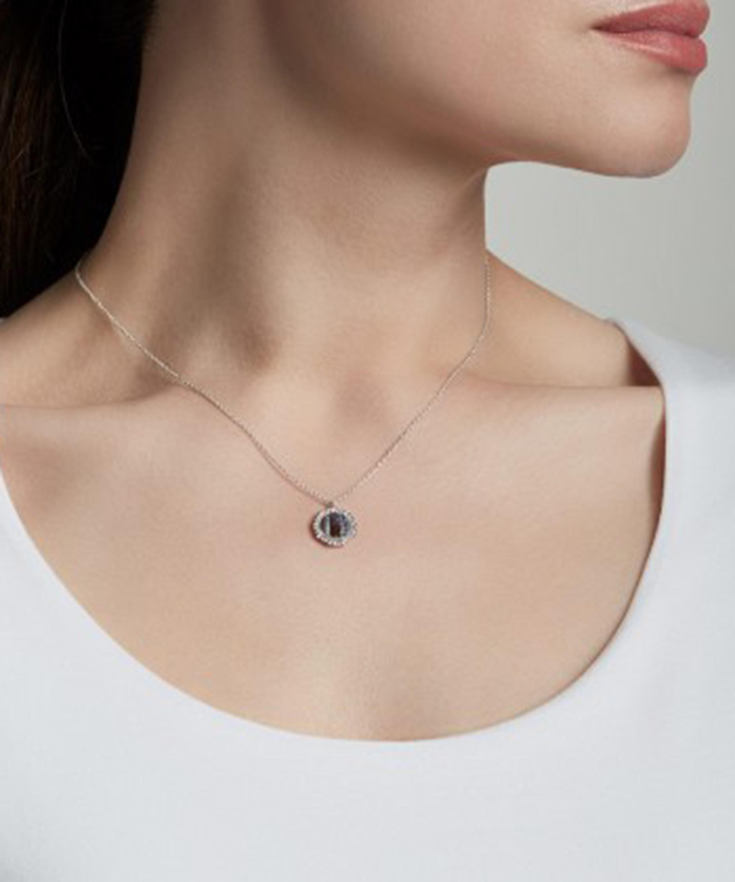 Shop Astley Clarke Silver Luna Abalone Sapphire Pendant Necklace