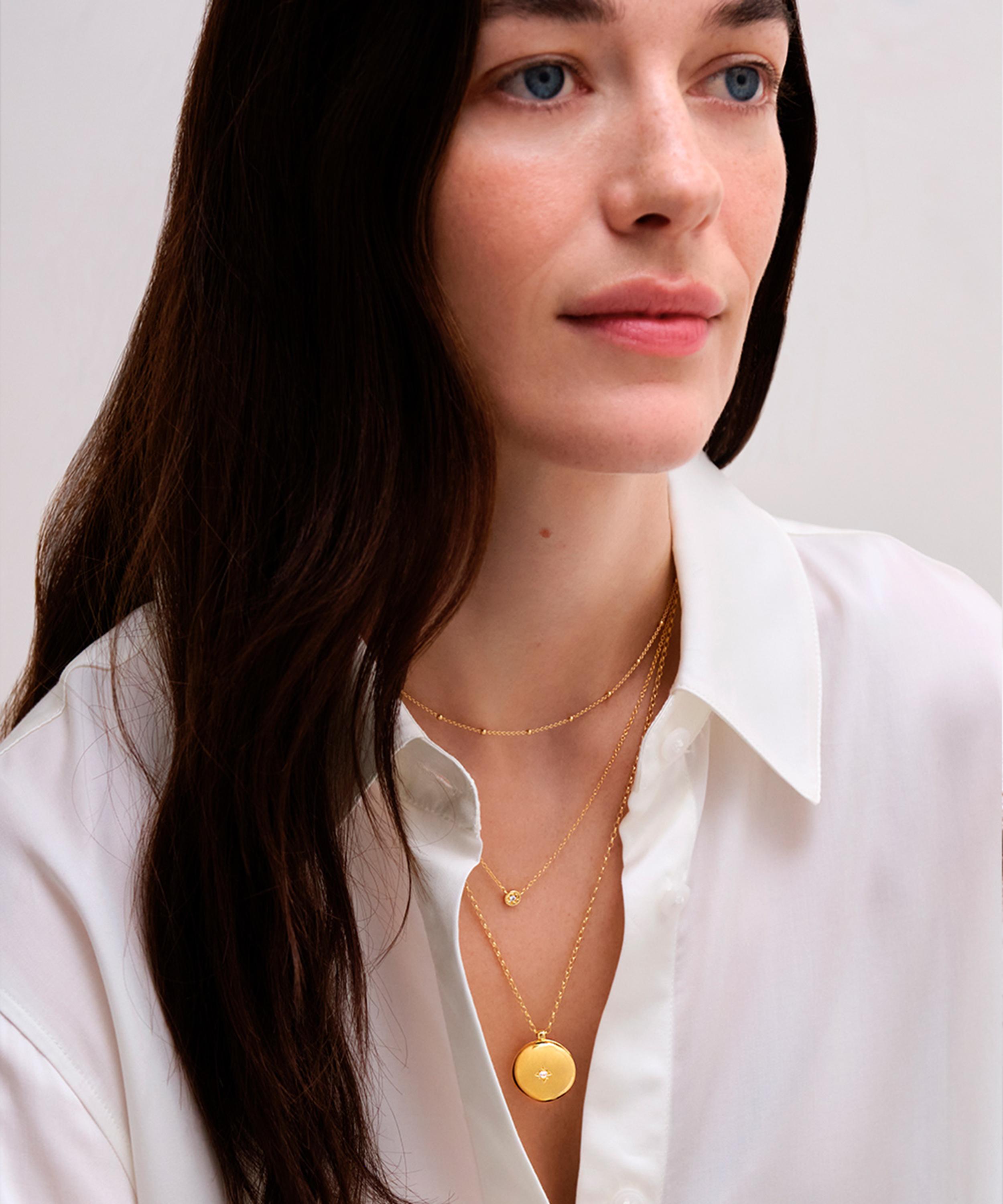 Astley Clarke - Gold Plated Vermeil Silver Contemporary Sapphire Medium Astley Locket Necklace image number 2