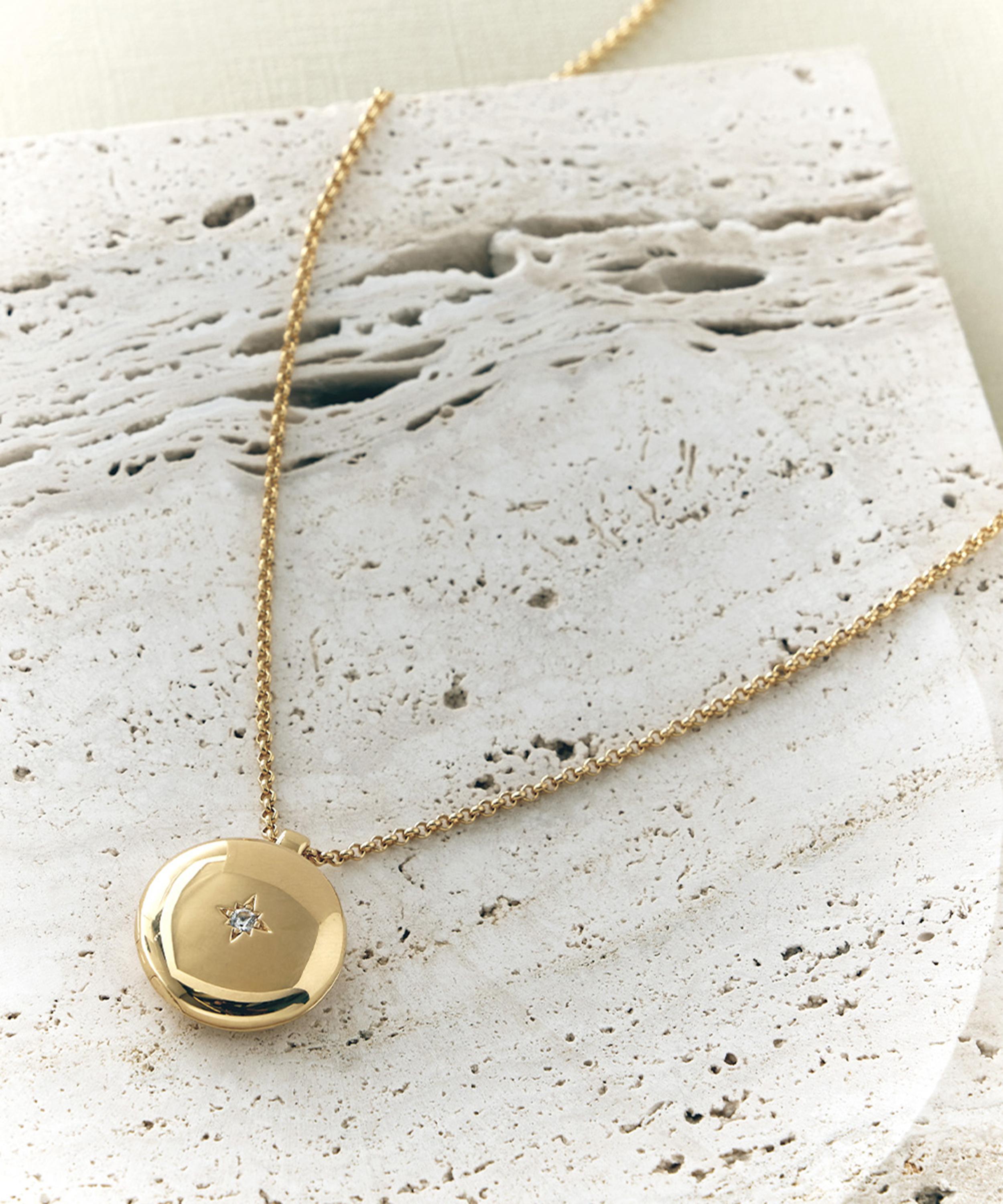 Astley Clarke - Gold Plated Vermeil Silver Contemporary Sapphire Medium Astley Locket Necklace image number 3