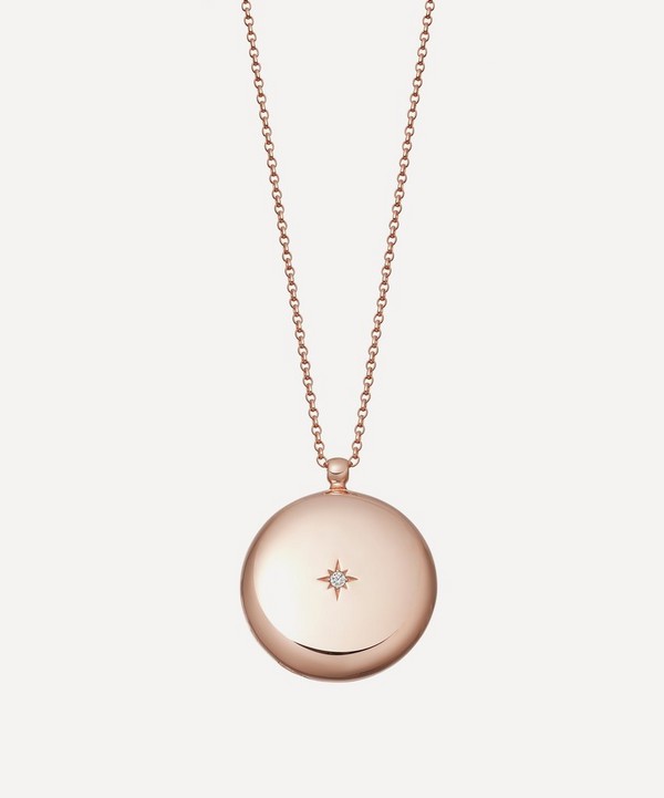 Astley Clarke - Rose Gold Plated Vermeil Silver Contemporary Sapphire Large Astley Locket Necklace image number null
