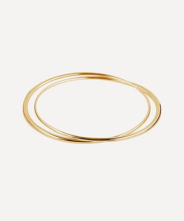 Dinny Hall - Gold Plated Vermeil Silver Signature Double Bangle image number null