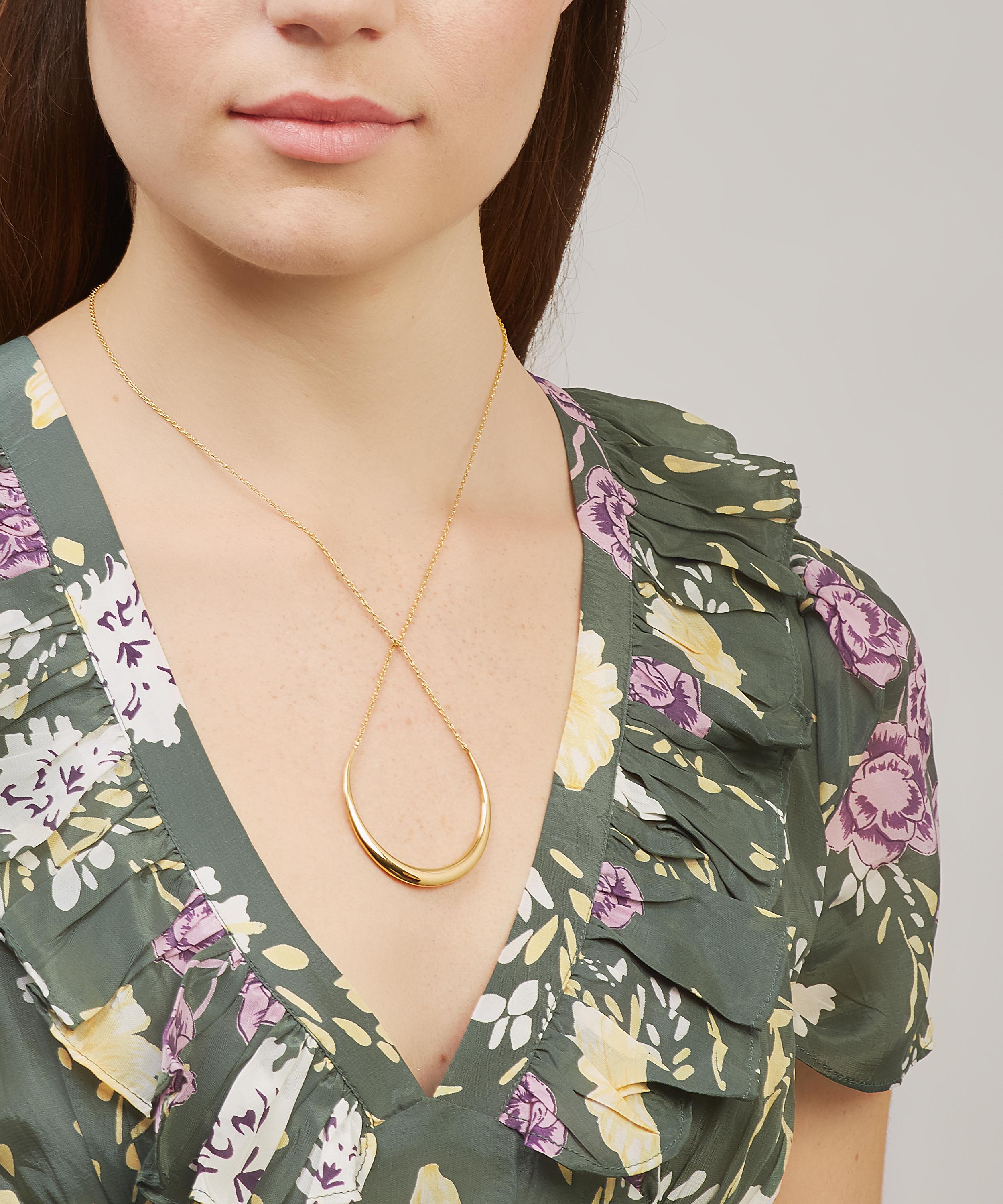 Dinny Hall - Gold Plated Vermeil Silver Toro Cross Chain Horn Pendant Necklace image number 1
