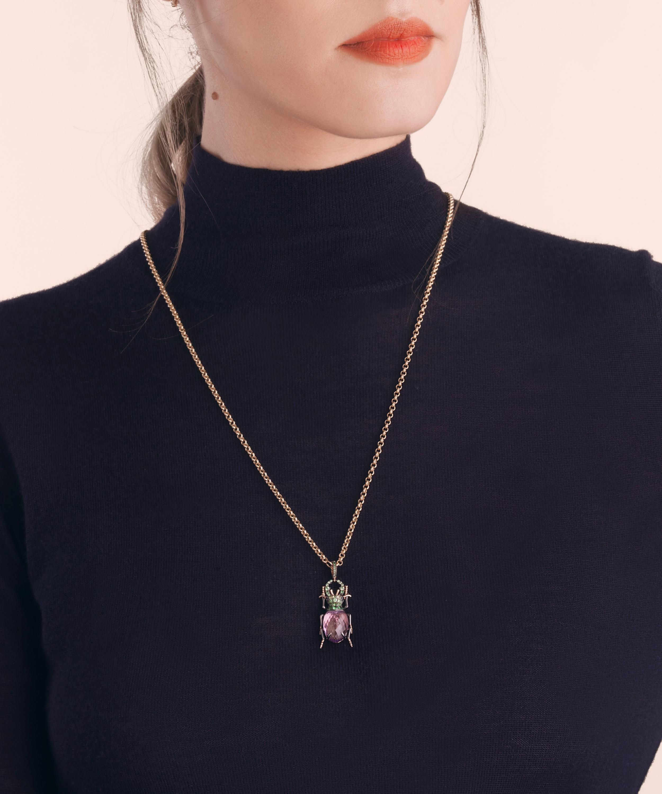 Annoushka - 18ct Rose Gold Mythology Amethyst Beetle Charm image number 1