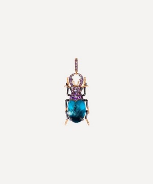 Annoushka - 18ct Rose Gold Mythology Blue Topaz Beetle Charm image number 0