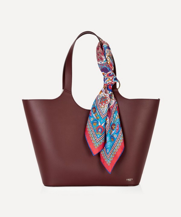 Liberty - Audrey Leather Tote Bag with Peacock Garden Silk Scarf image number null