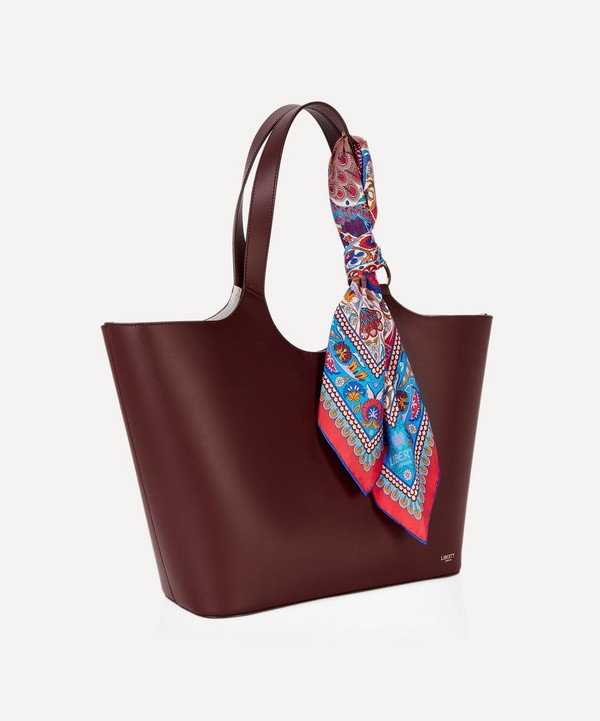 Liberty Audrey Leather Tote Bag with Peacock Garden Silk Scarf